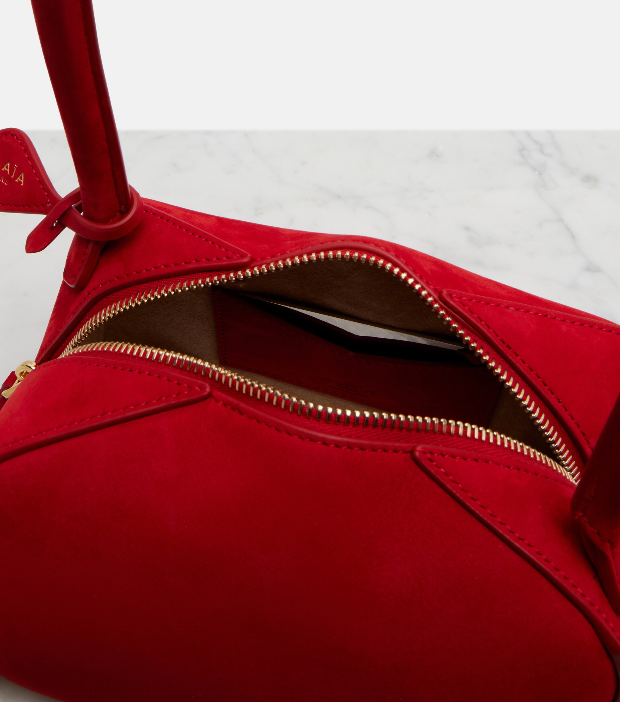 Alaïa Le Bouledogue Small suede shoulder bag