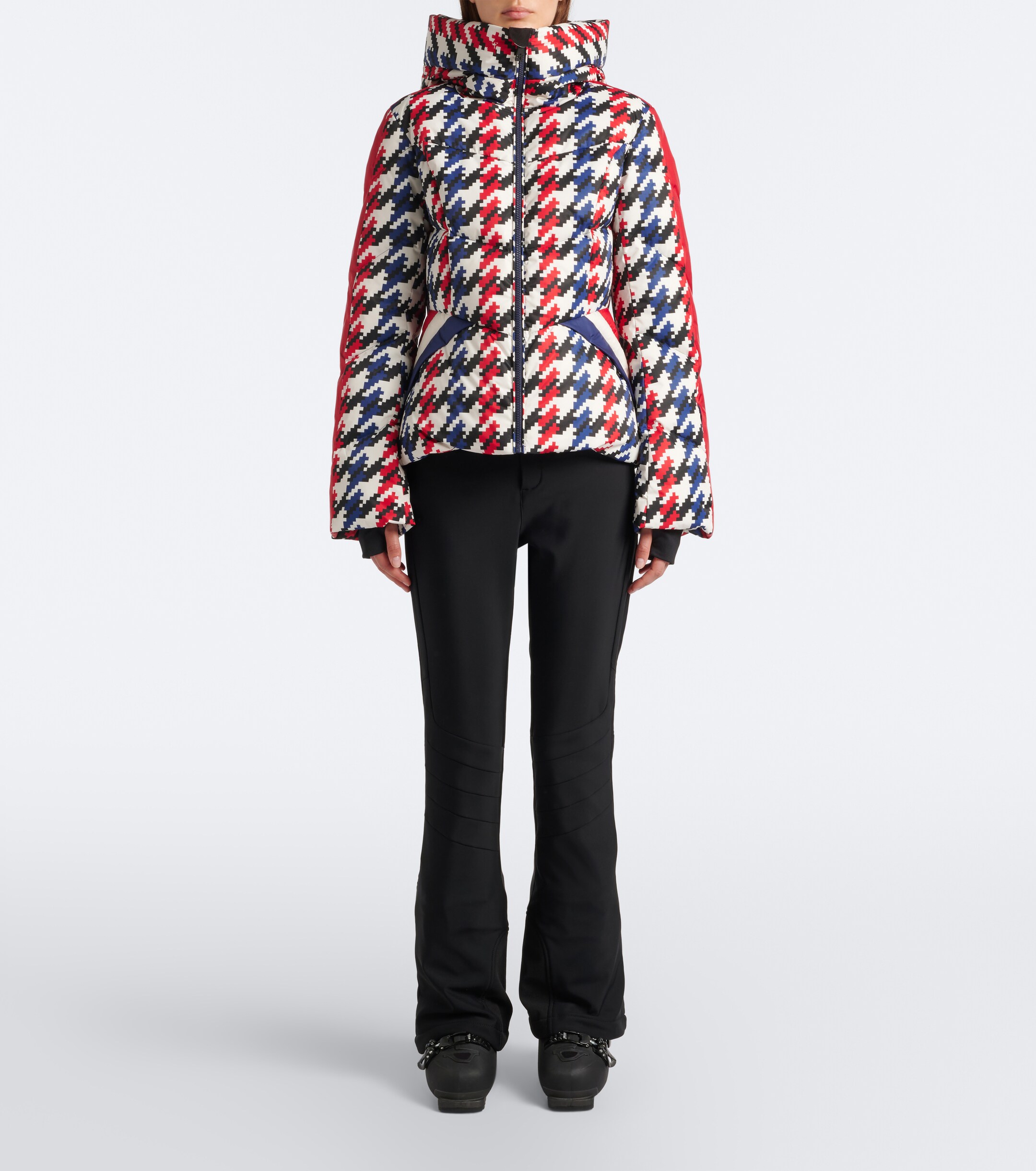 PERFECT MOMENT Perfect Moment Duvet houndstooth hooded down ski jacket