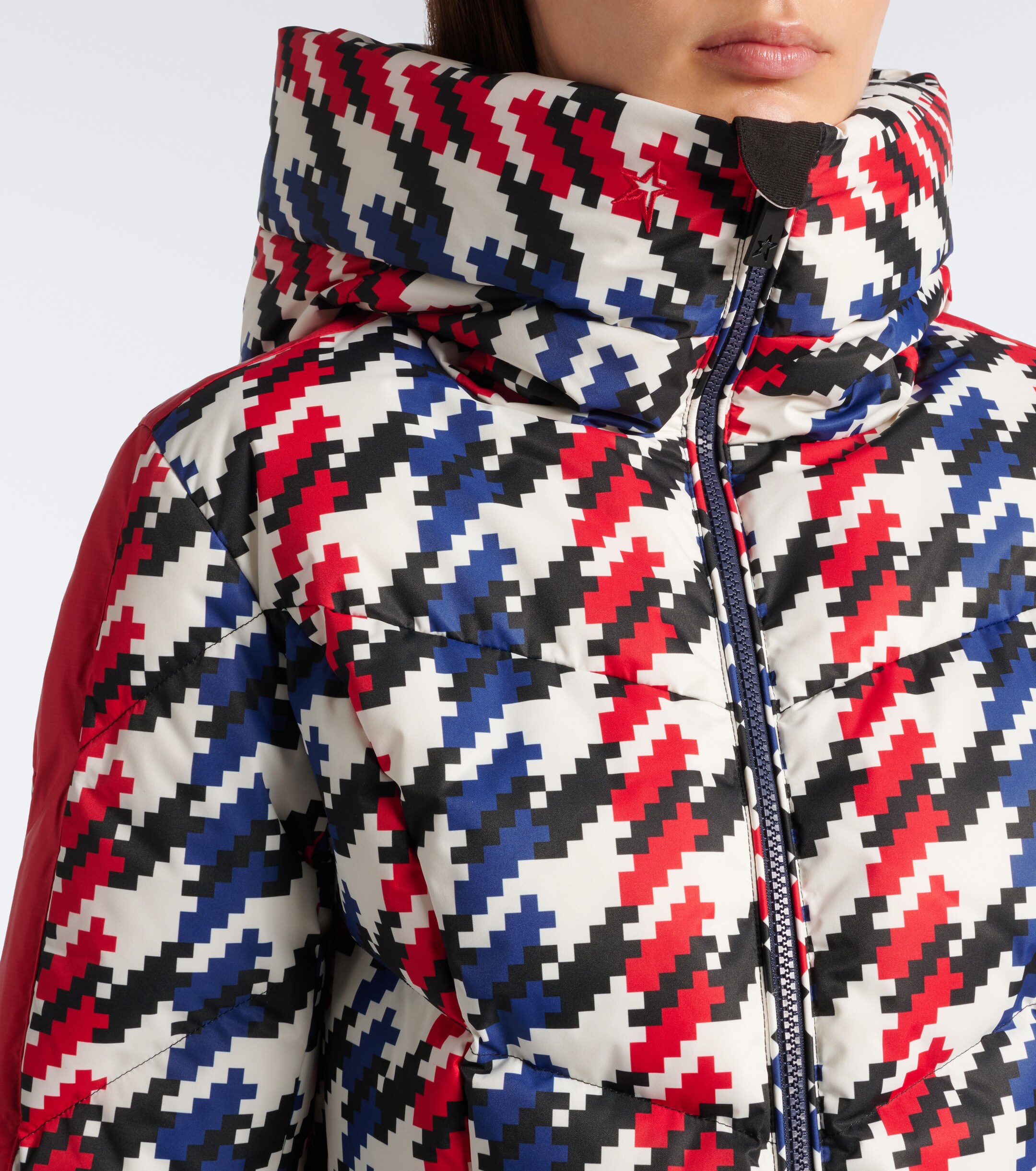 PERFECT MOMENT Perfect Moment Duvet houndstooth hooded down ski jacket