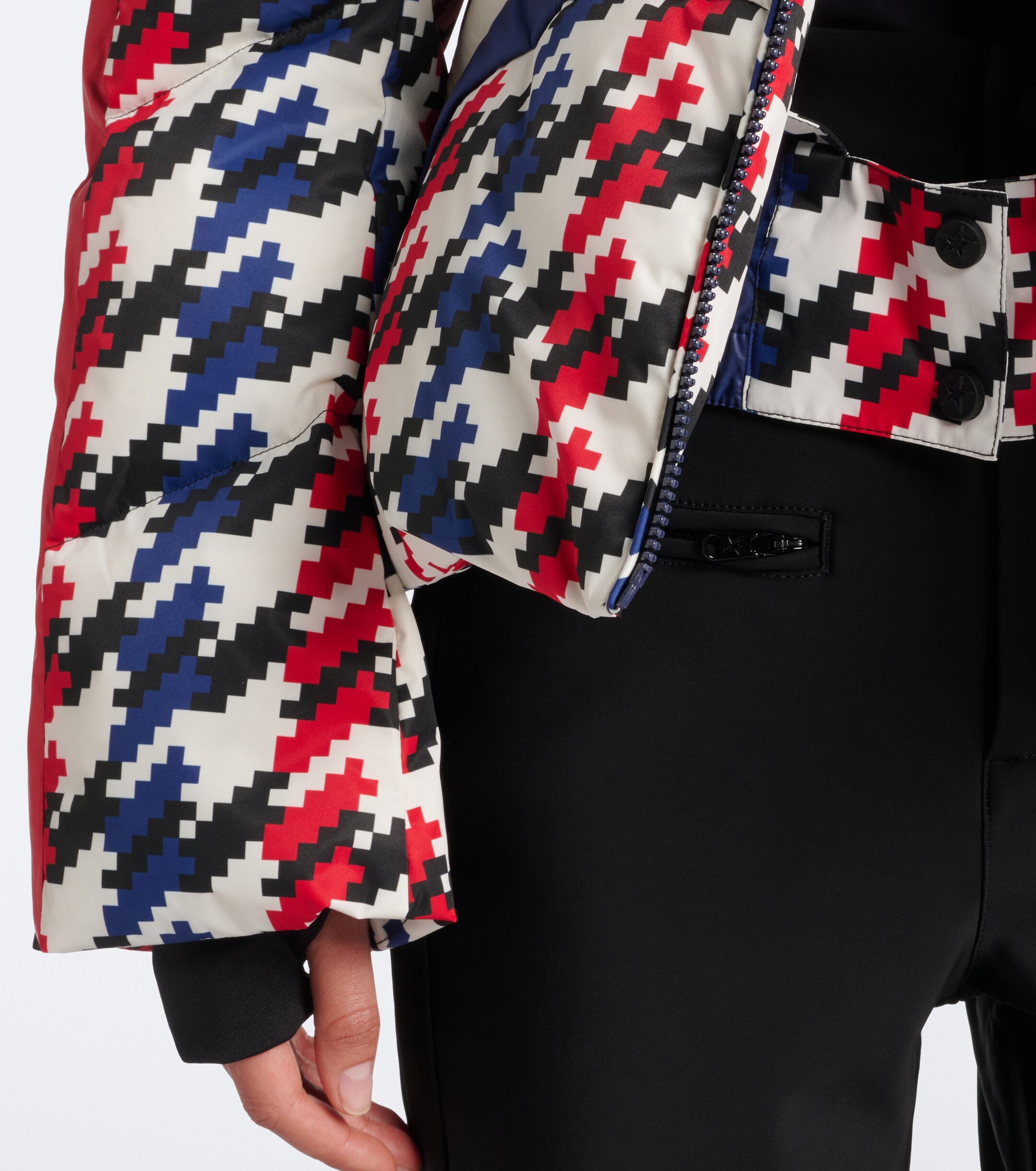 PERFECT MOMENT Perfect Moment Duvet houndstooth hooded down ski jacket