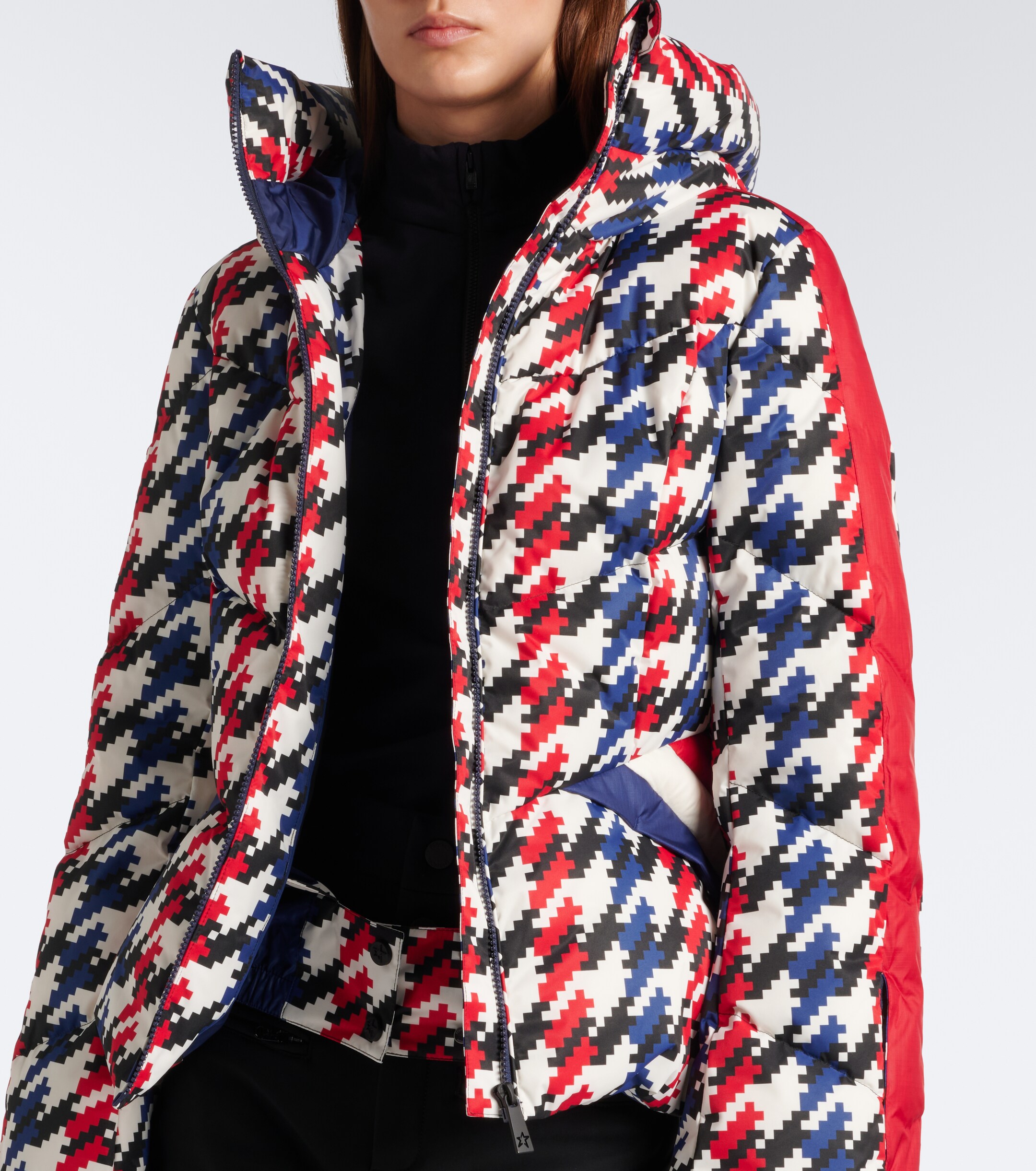 PERFECT MOMENT Perfect Moment Duvet houndstooth hooded down ski jacket