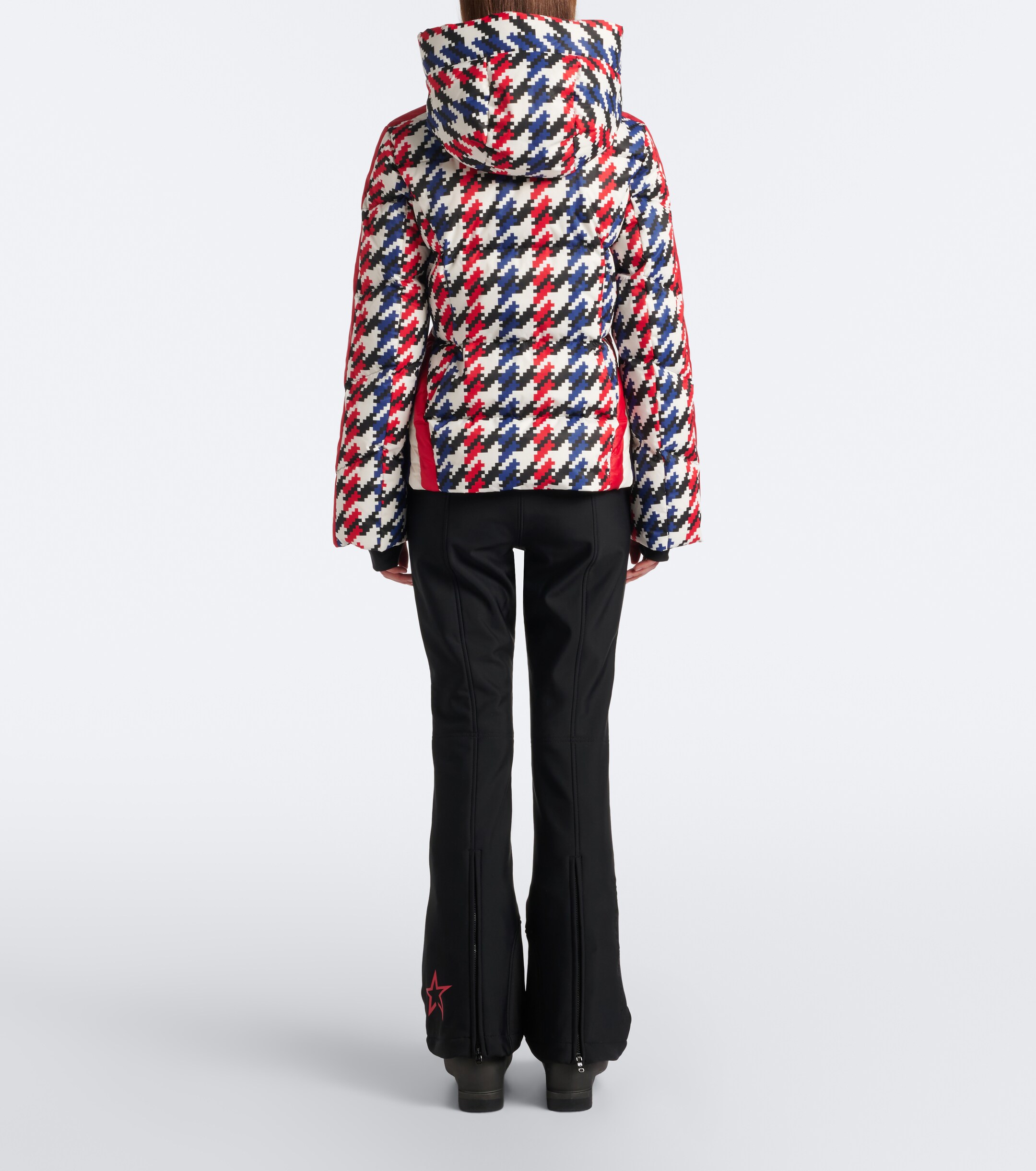 PERFECT MOMENT Perfect Moment Duvet houndstooth hooded down ski jacket