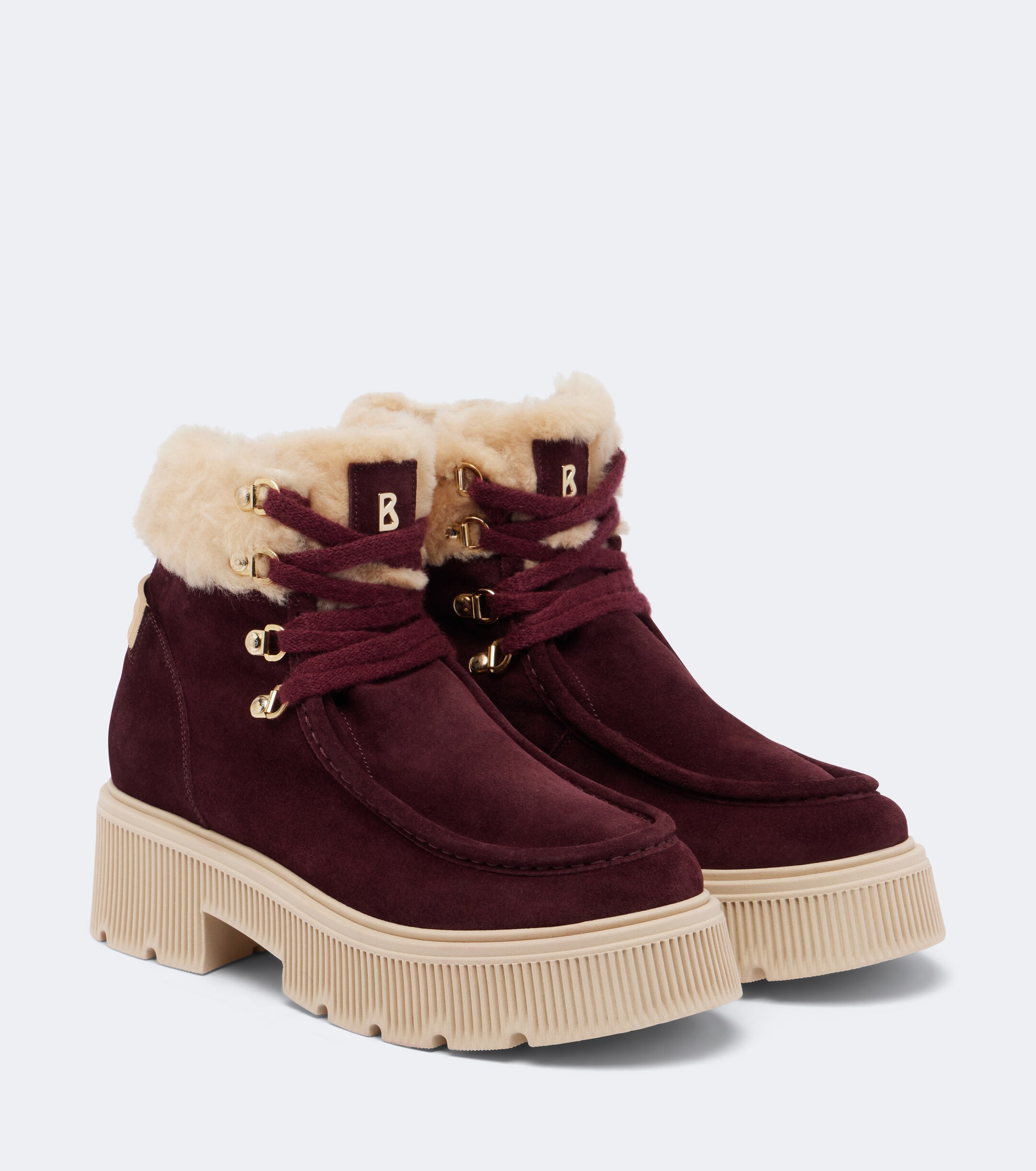 BOGNER Bogner Turin shearling-trimmed suede lace-up boots