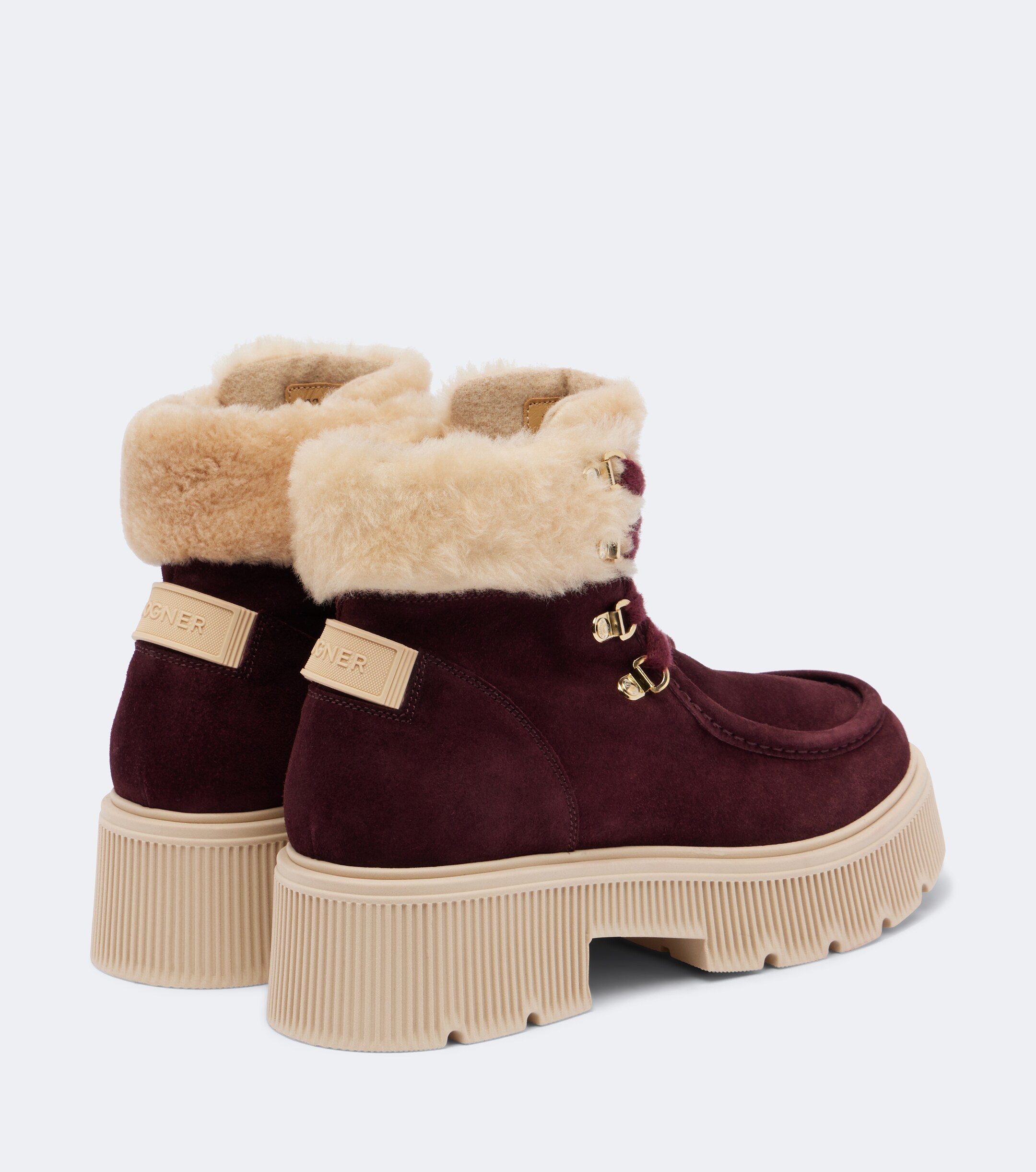BOGNER Bogner Turin shearling-trimmed suede lace-up boots