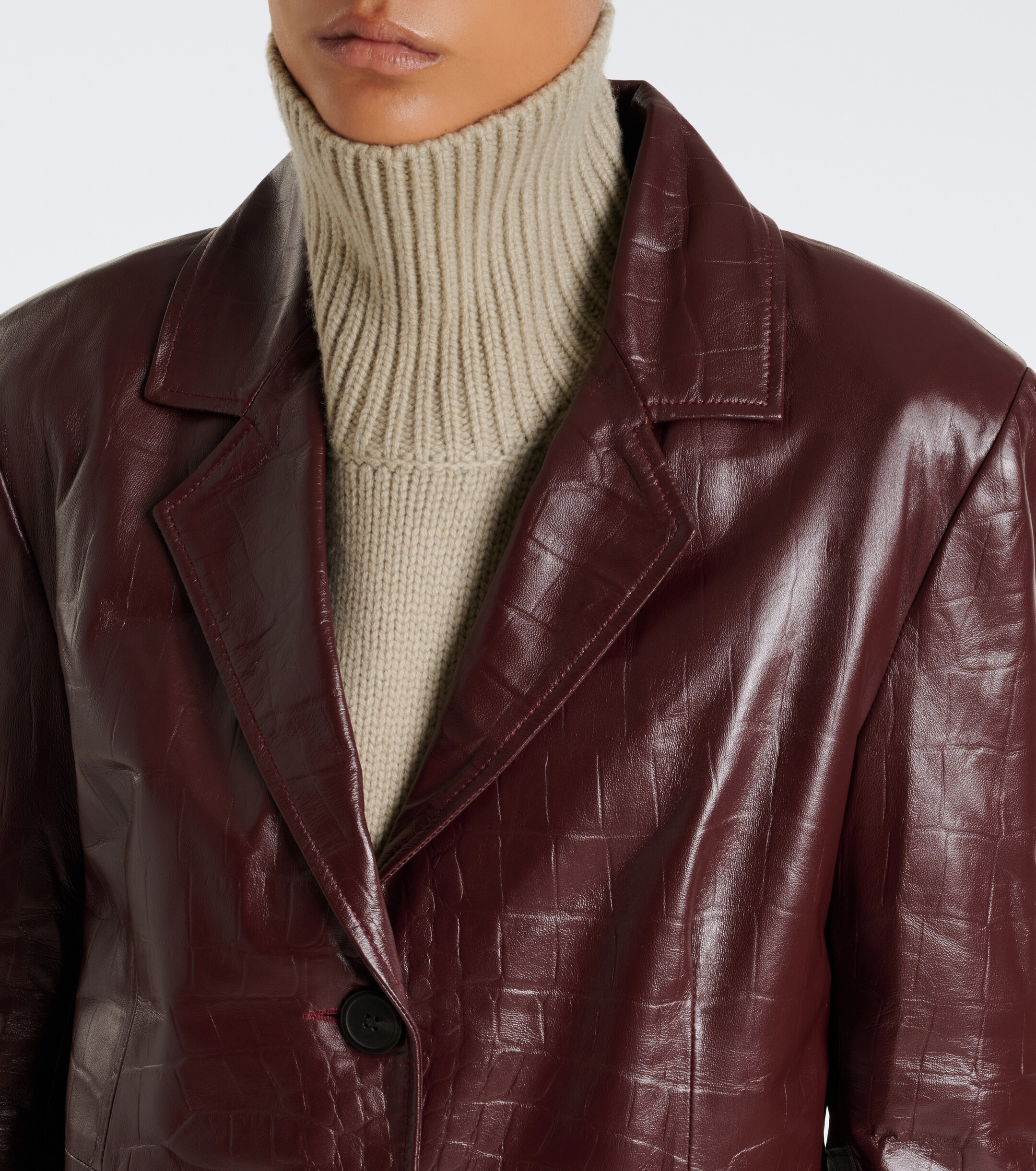 ARMA Arma Aisa croc-effect leather coat