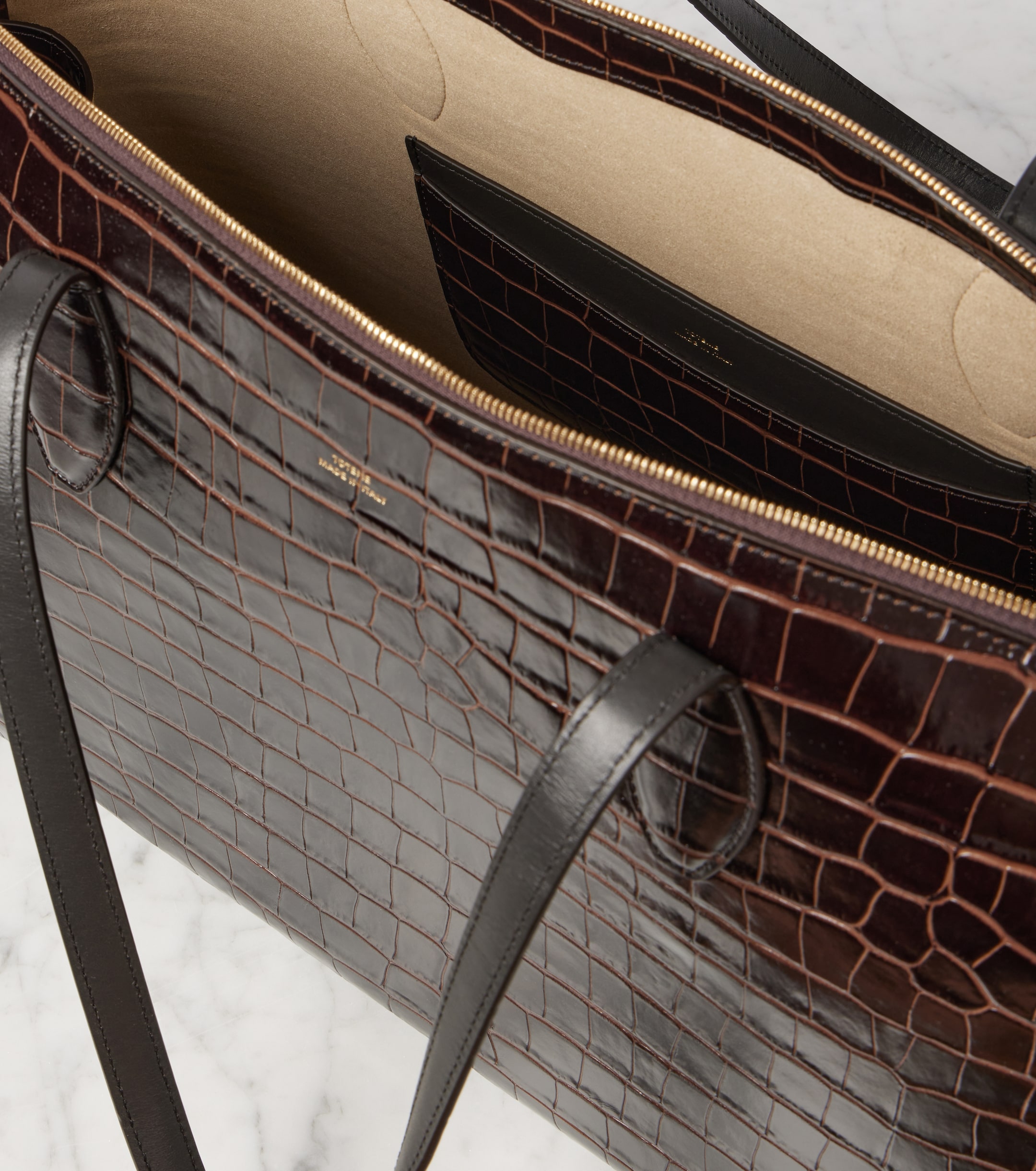 TOTEME Croc-effect leather tote bag