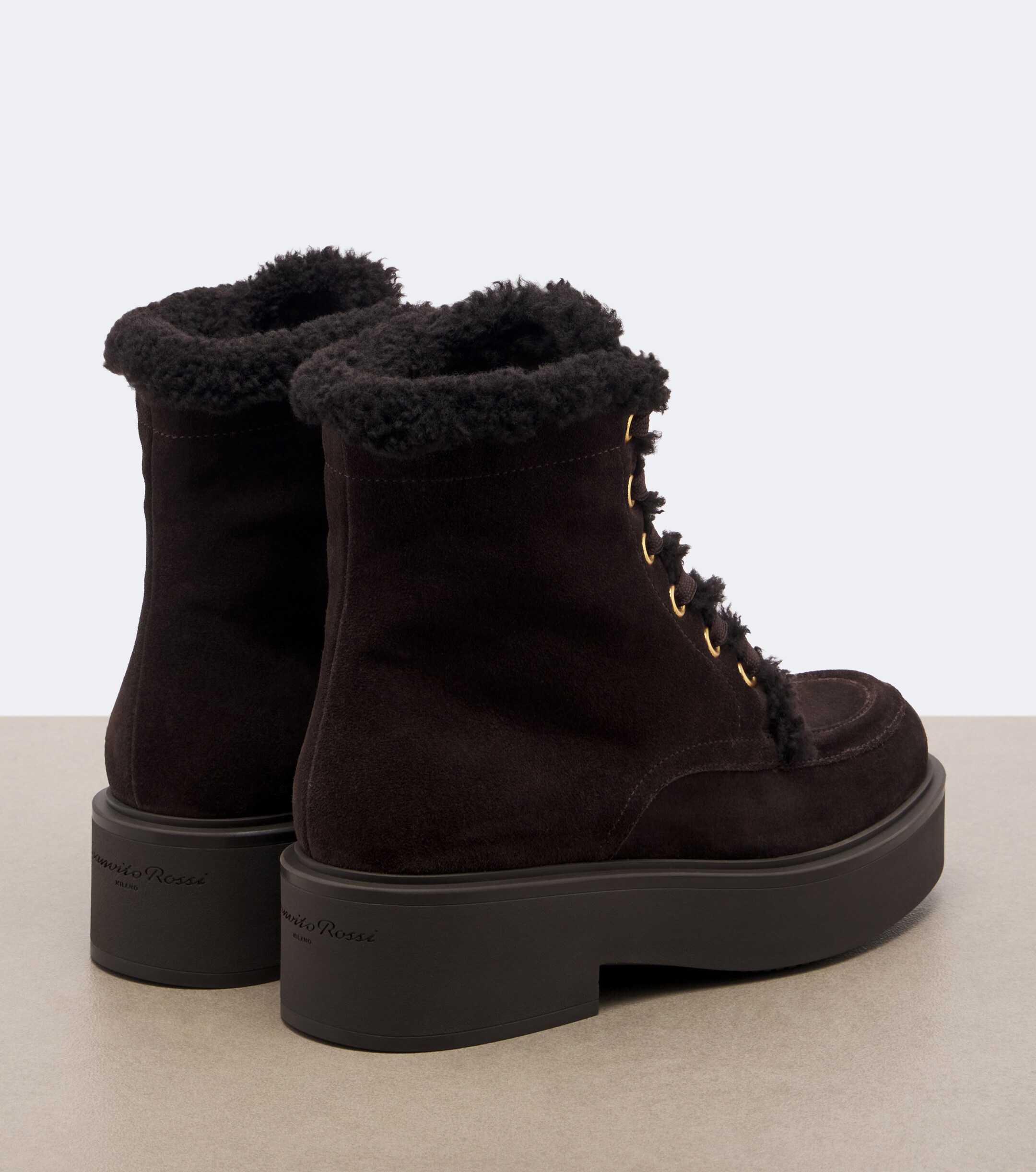 GIANVITO ROSSI Gianvito Rossi Shearling-lined suede lace-up boots
