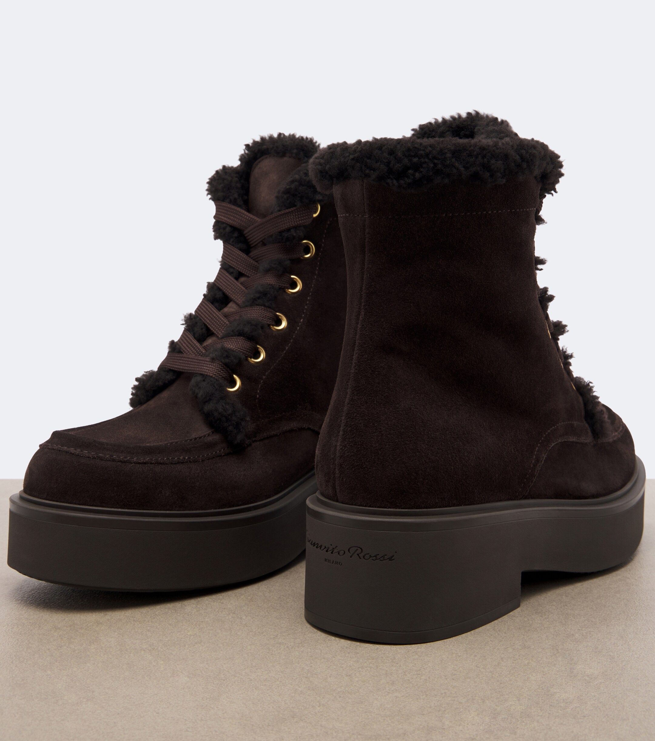 GIANVITO ROSSI Gianvito Rossi Shearling-lined suede lace-up boots