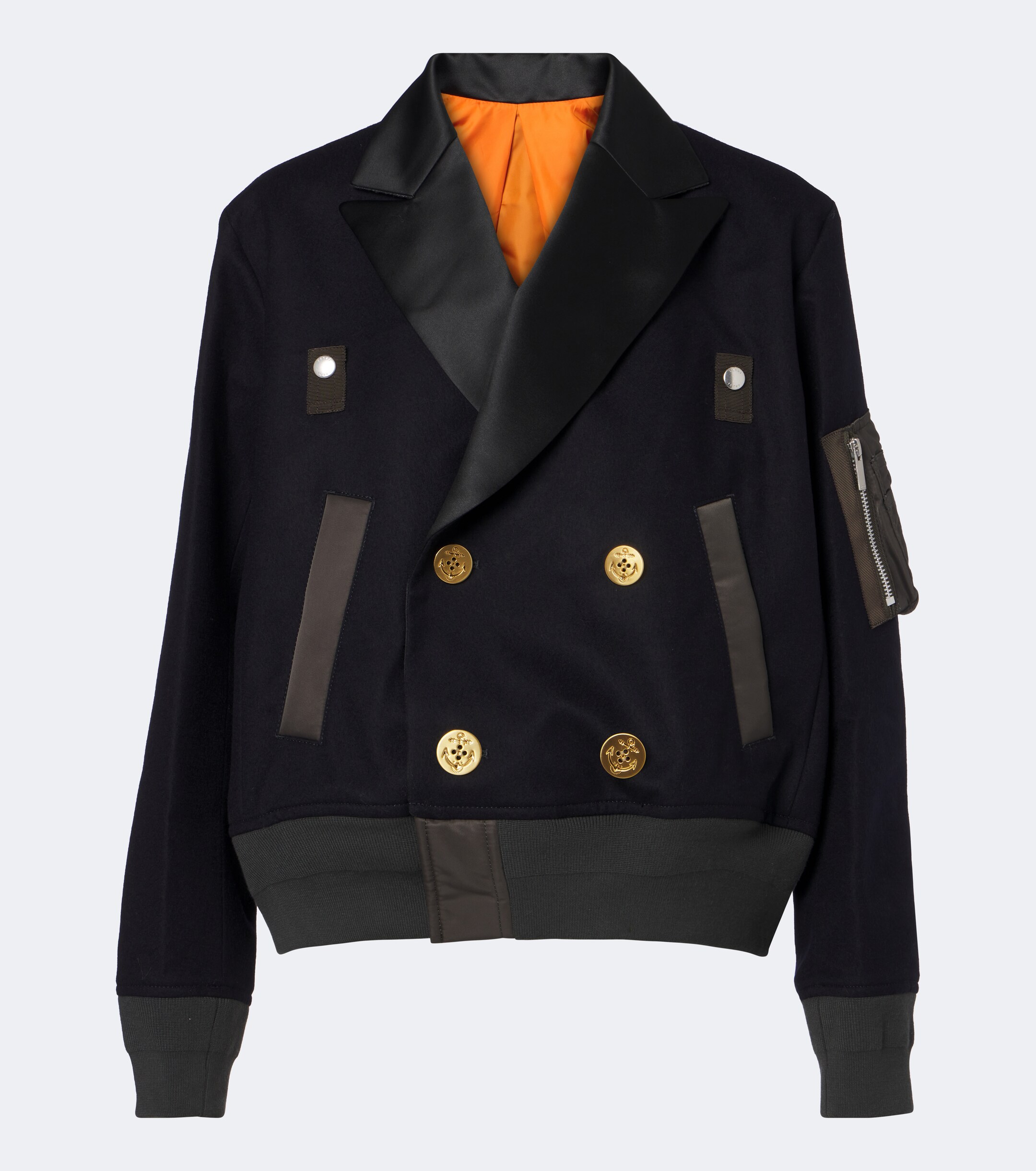 Sacai Sacai Paneled wool flannel and twill jacket