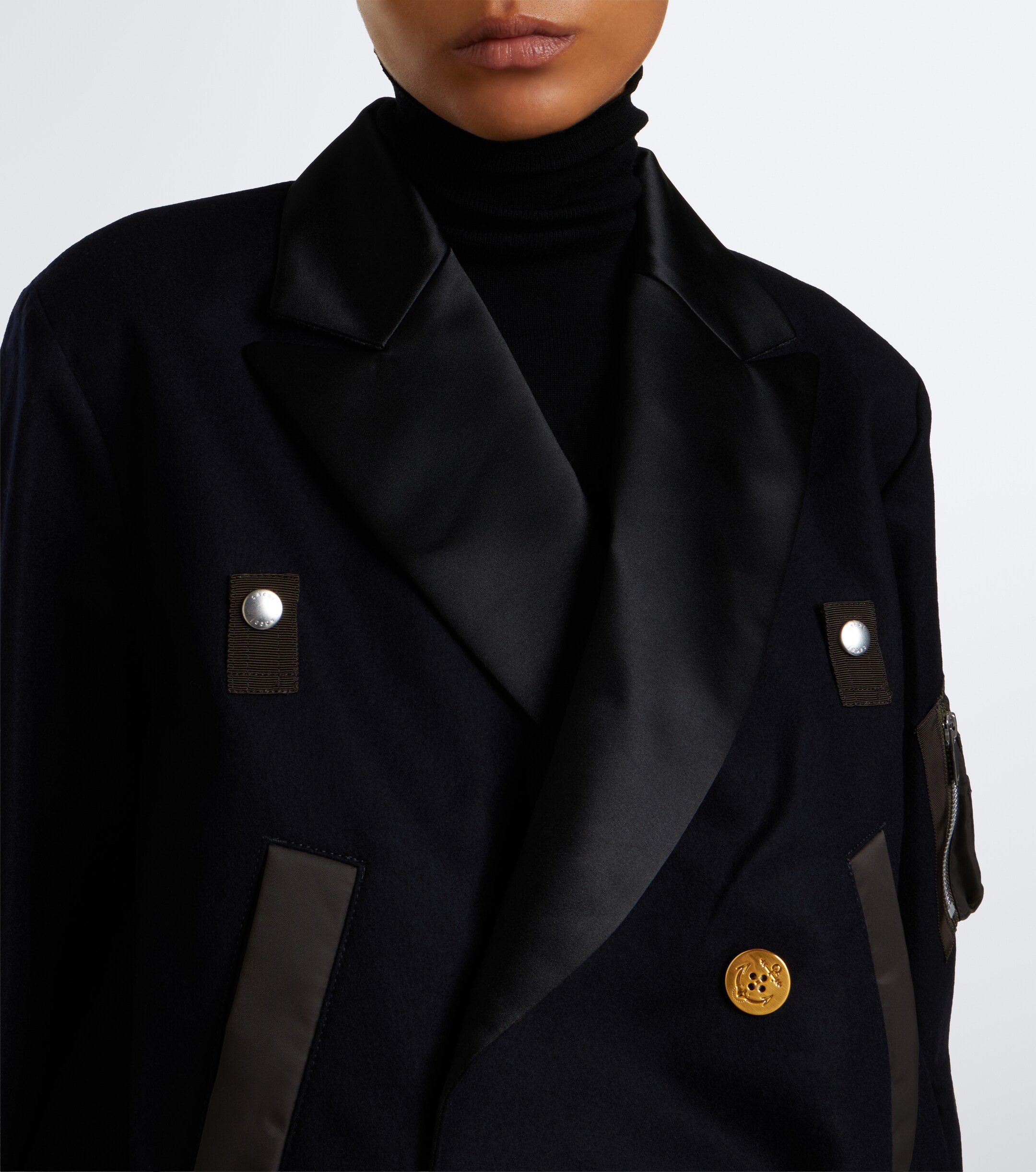 Sacai Sacai Paneled wool flannel and twill jacket