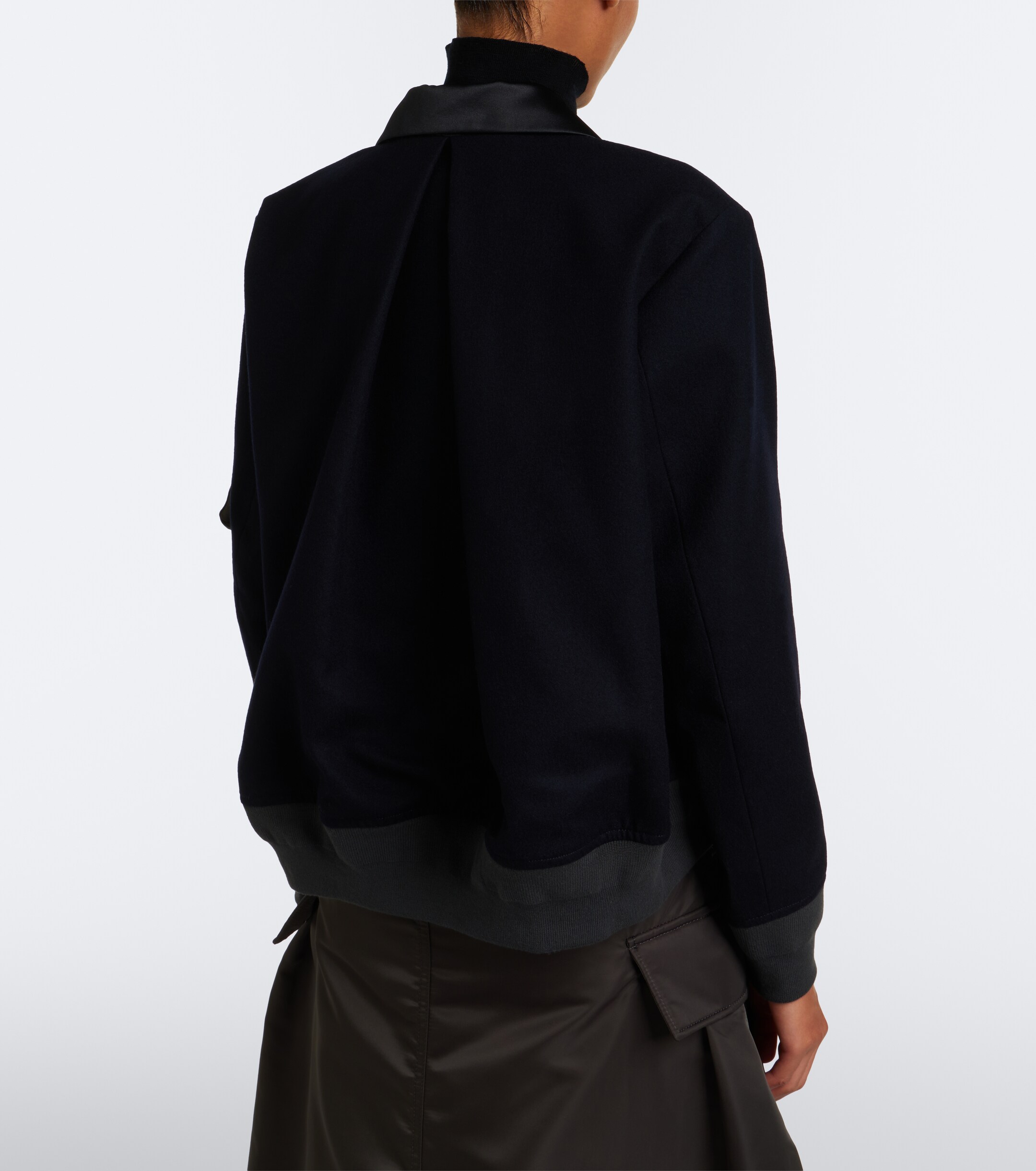 Sacai Sacai Paneled wool flannel and twill jacket