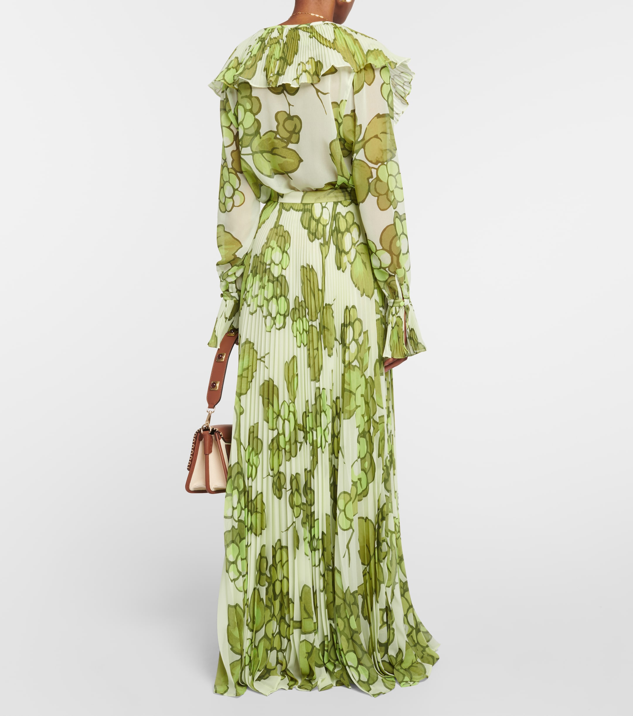 Etro Printed pleated high-rise maxi skirt