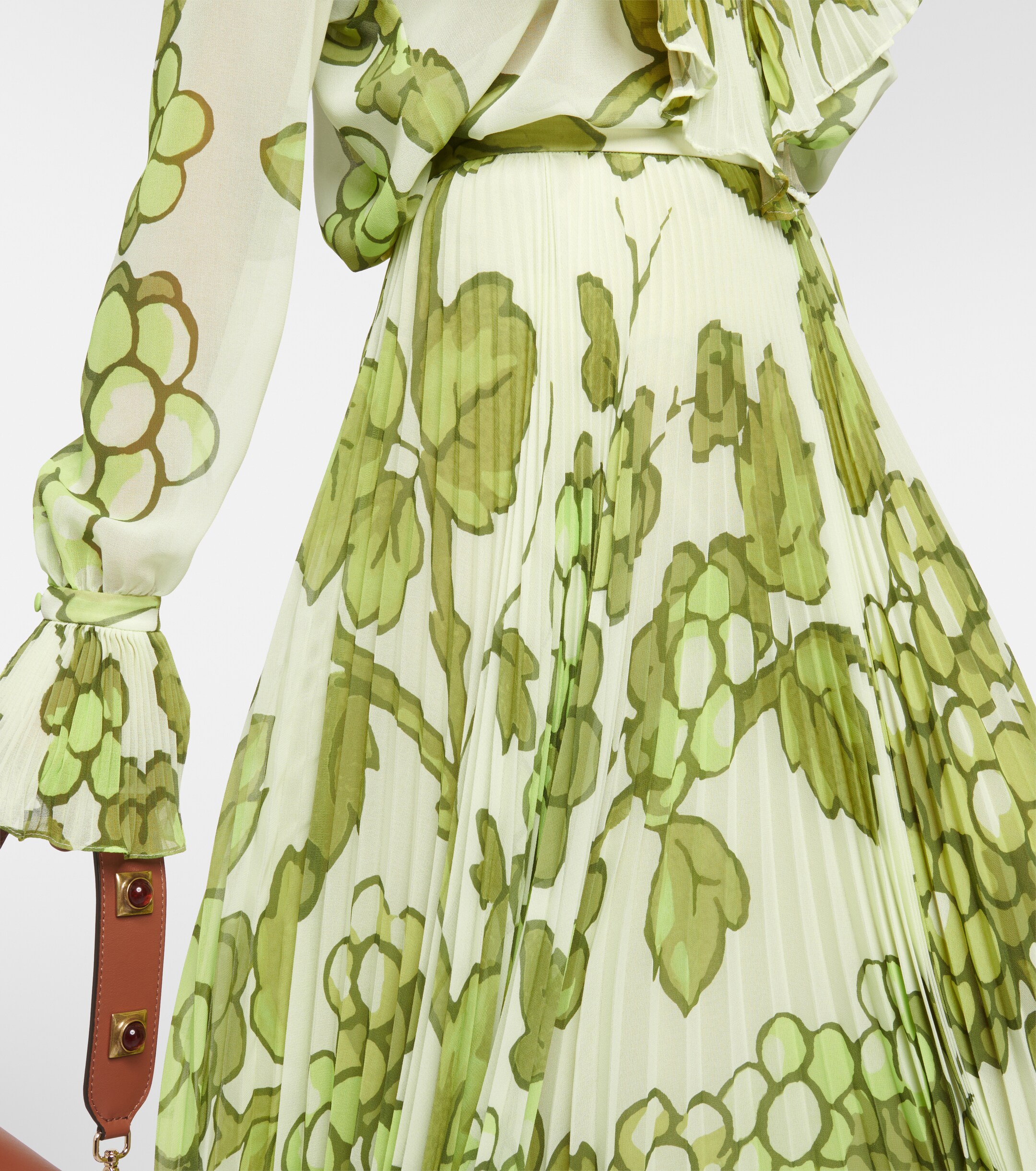 Etro Printed pleated high-rise maxi skirt