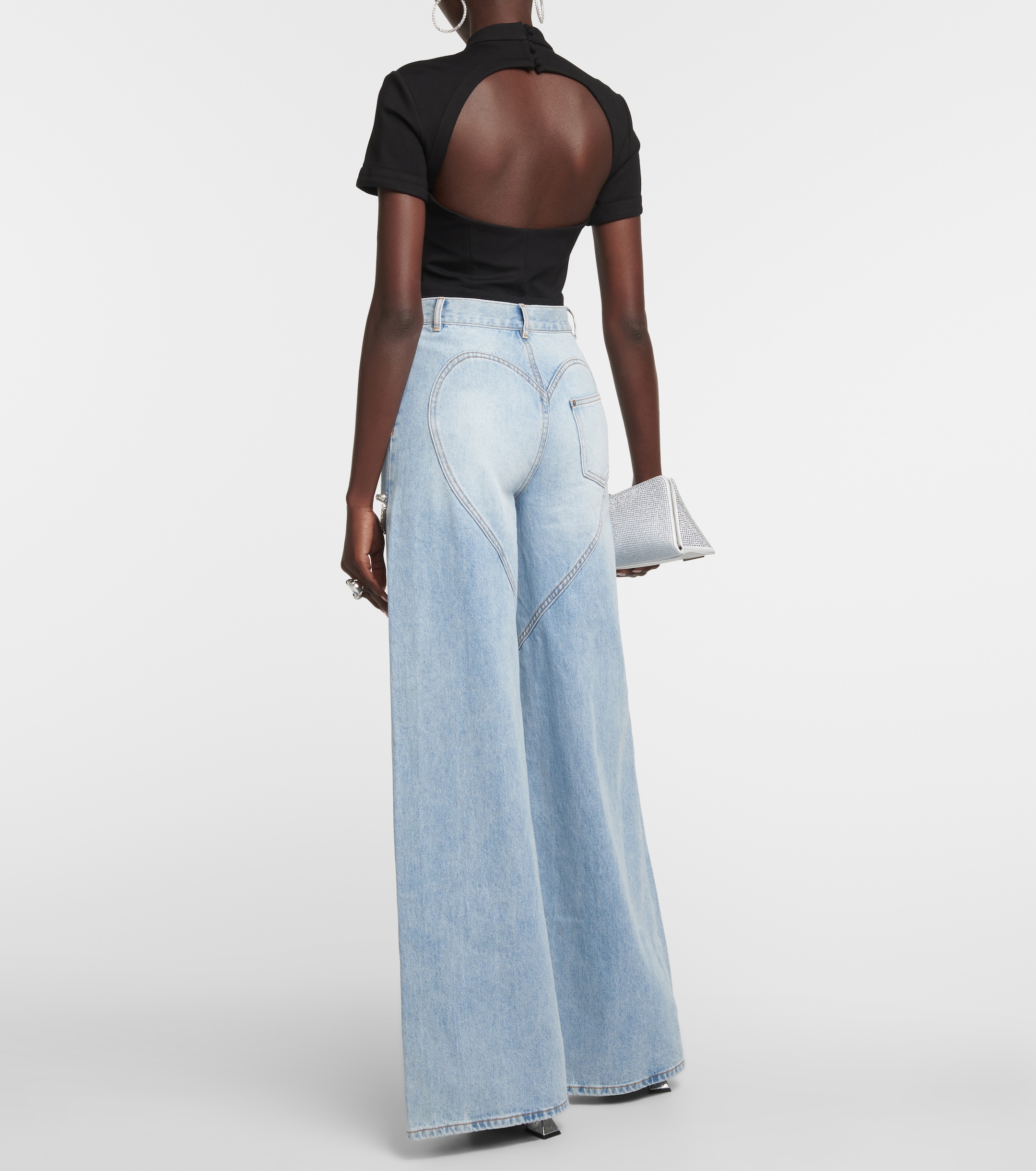 Area Cutout embellished high-rise wide-leg jeans thumbnail