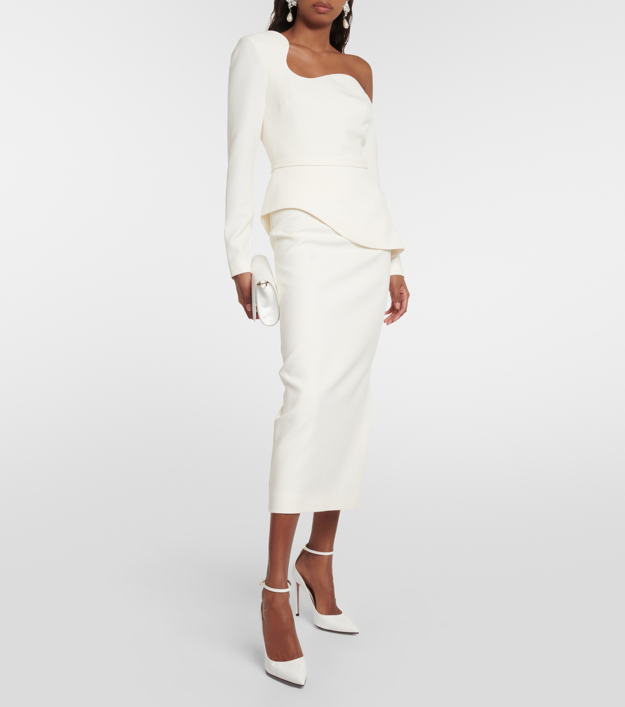 Safiyaa - Bridal asymmetric midi dress | Plush
