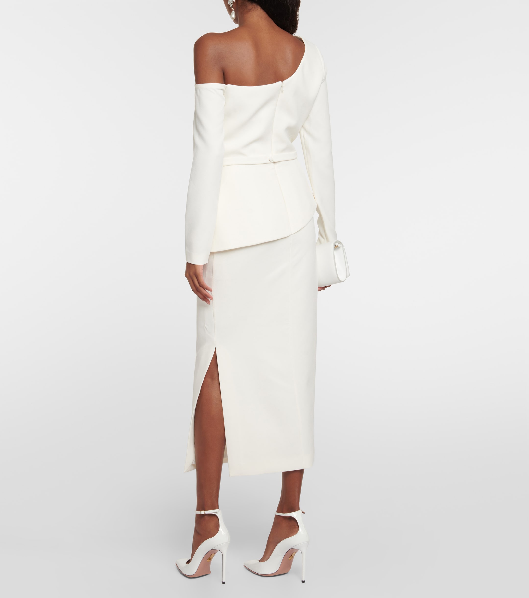 Safiyaa - Bridal asymmetric midi dress | Plush