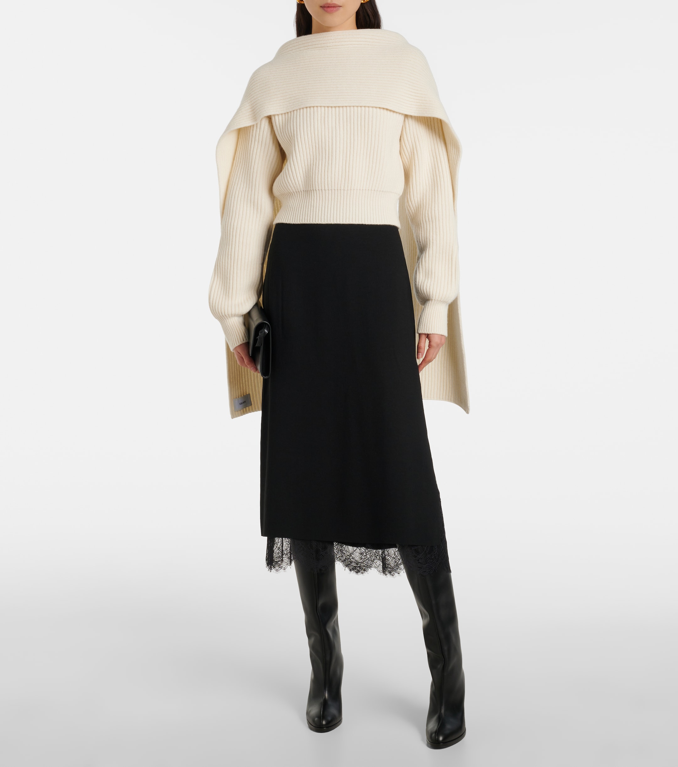 Erdem Cropped wool and cashmere scarf sweater