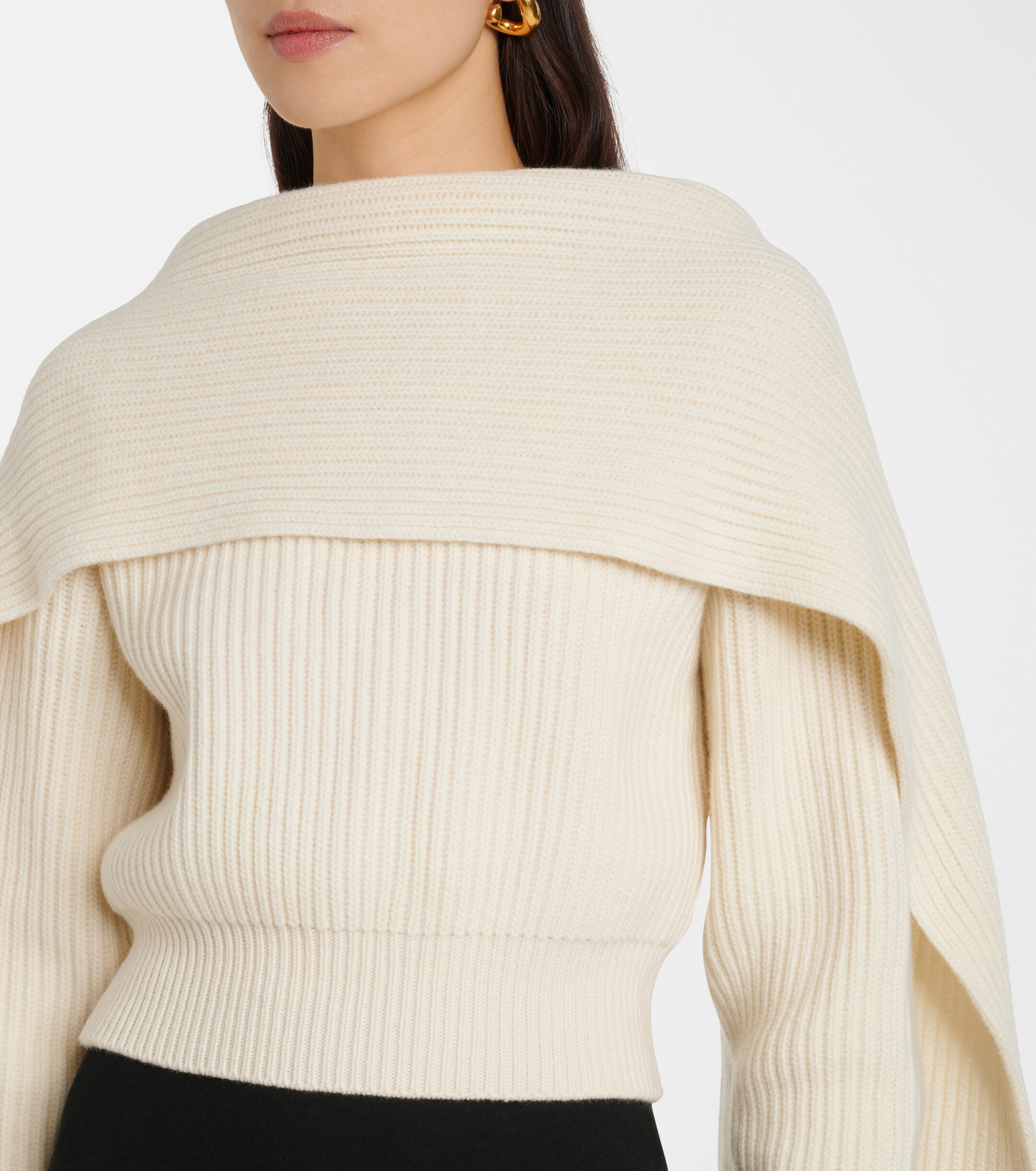 Erdem Cropped wool and cashmere scarf sweater