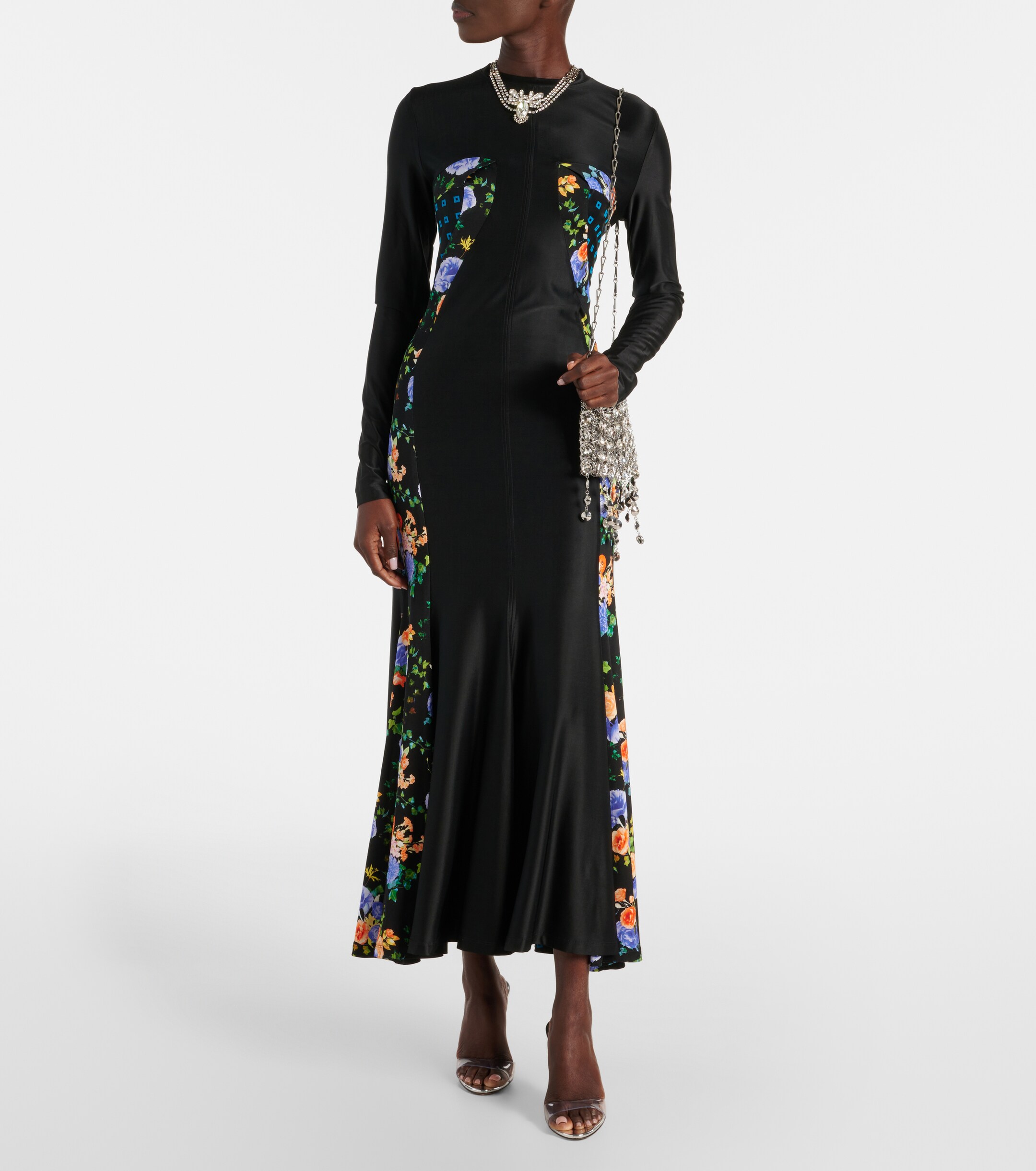 chinese dress ladies Shop the Portland One-Shoulder Jersey Maxi Dress Floral Orange
