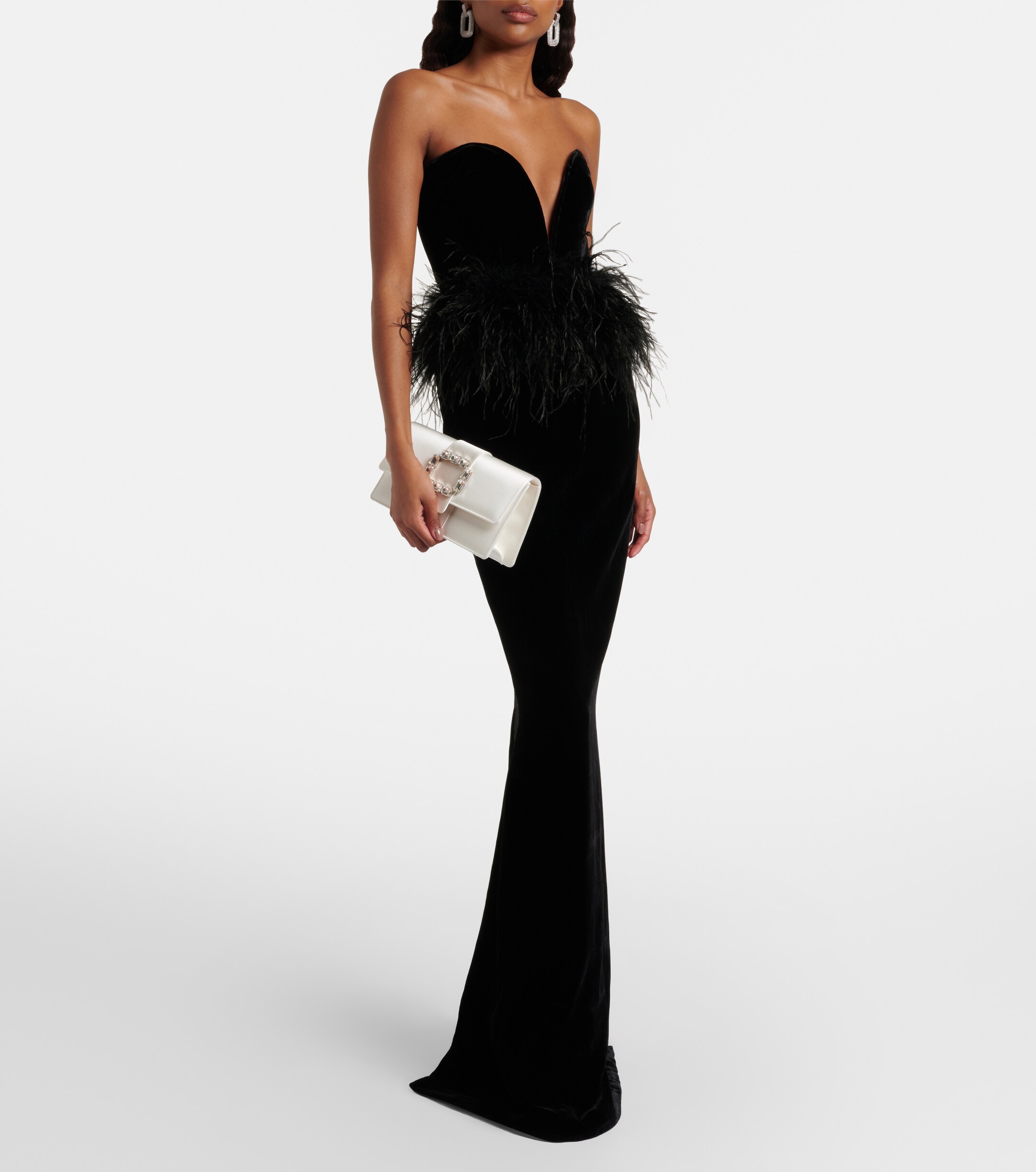 MANOLO BLAHNIK Maycapjou embellished satin clutch