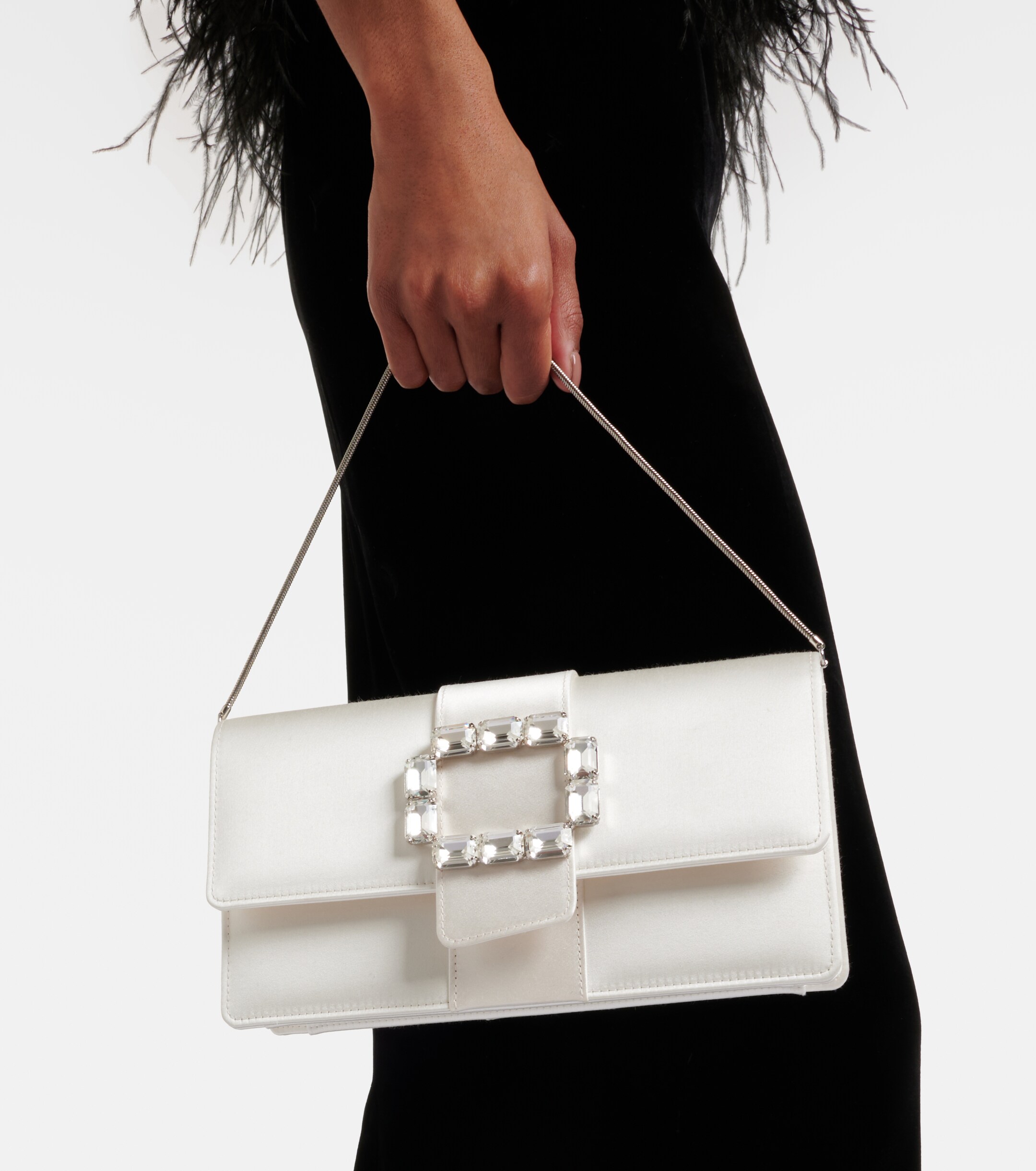 MANOLO BLAHNIK Maycapjou embellished satin clutch