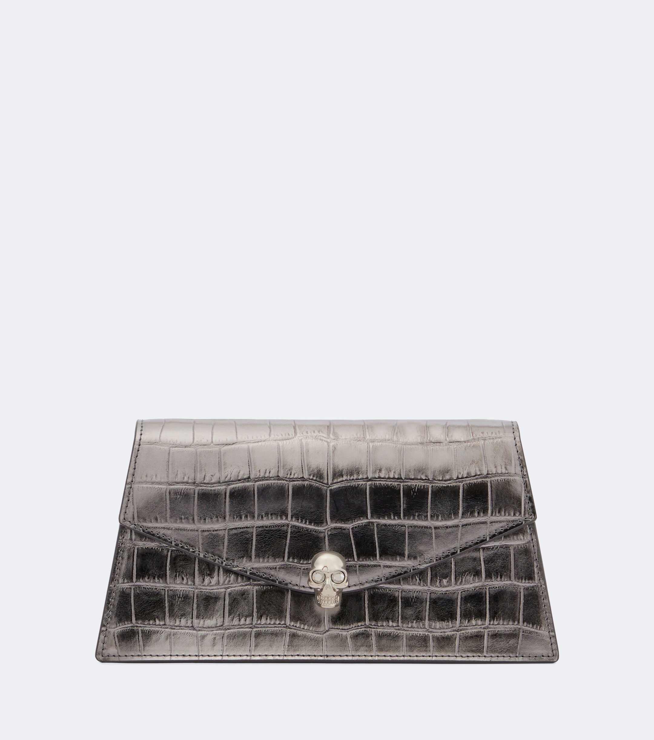 McQueen Skull Mini croc-effect leather clutch