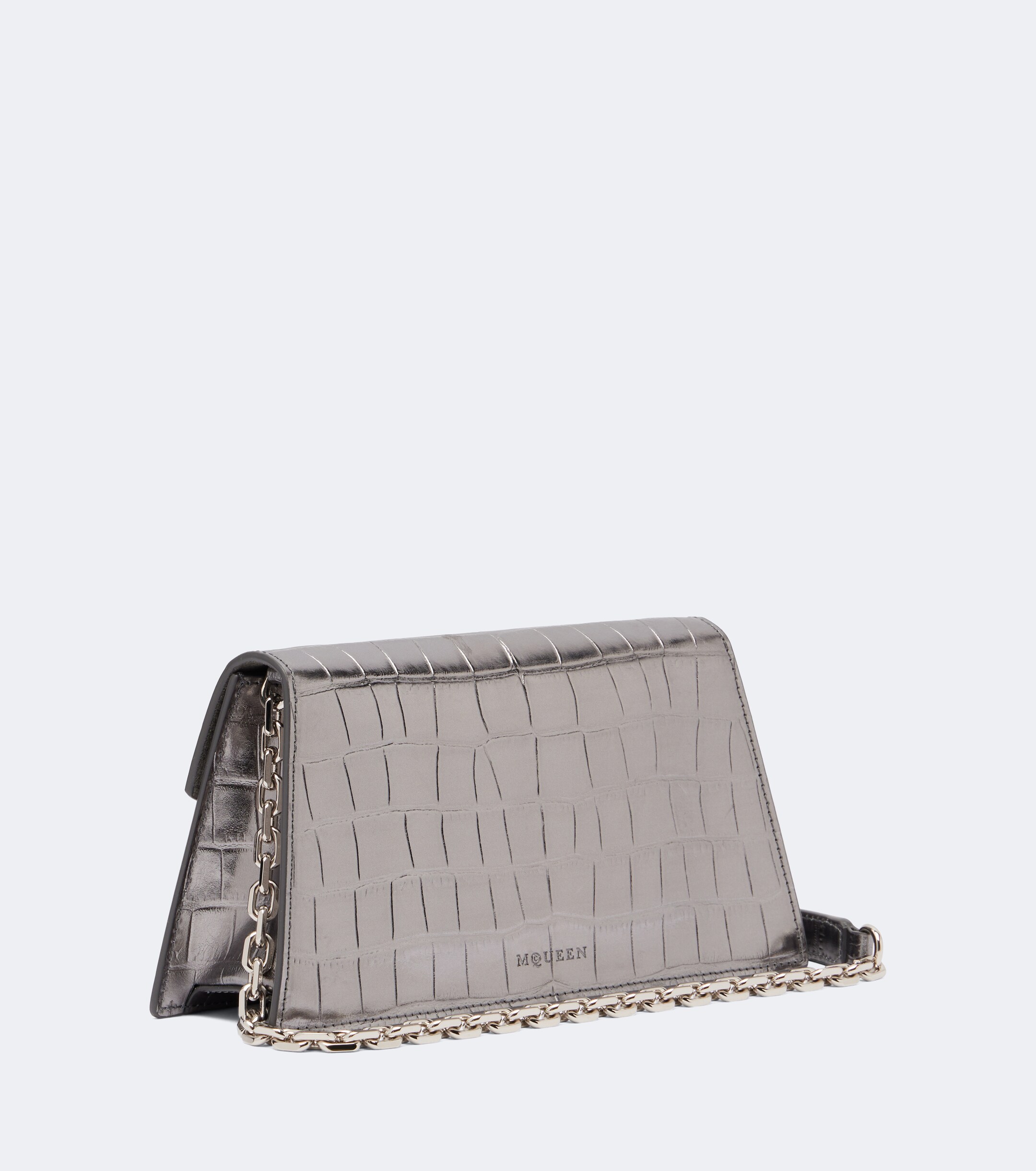 McQueen Skull Mini croc-effect leather clutch