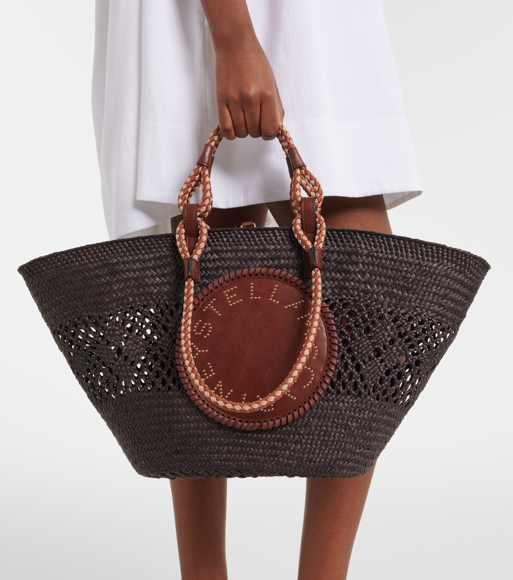 Stella McCartney Logo Large raffia basket bag