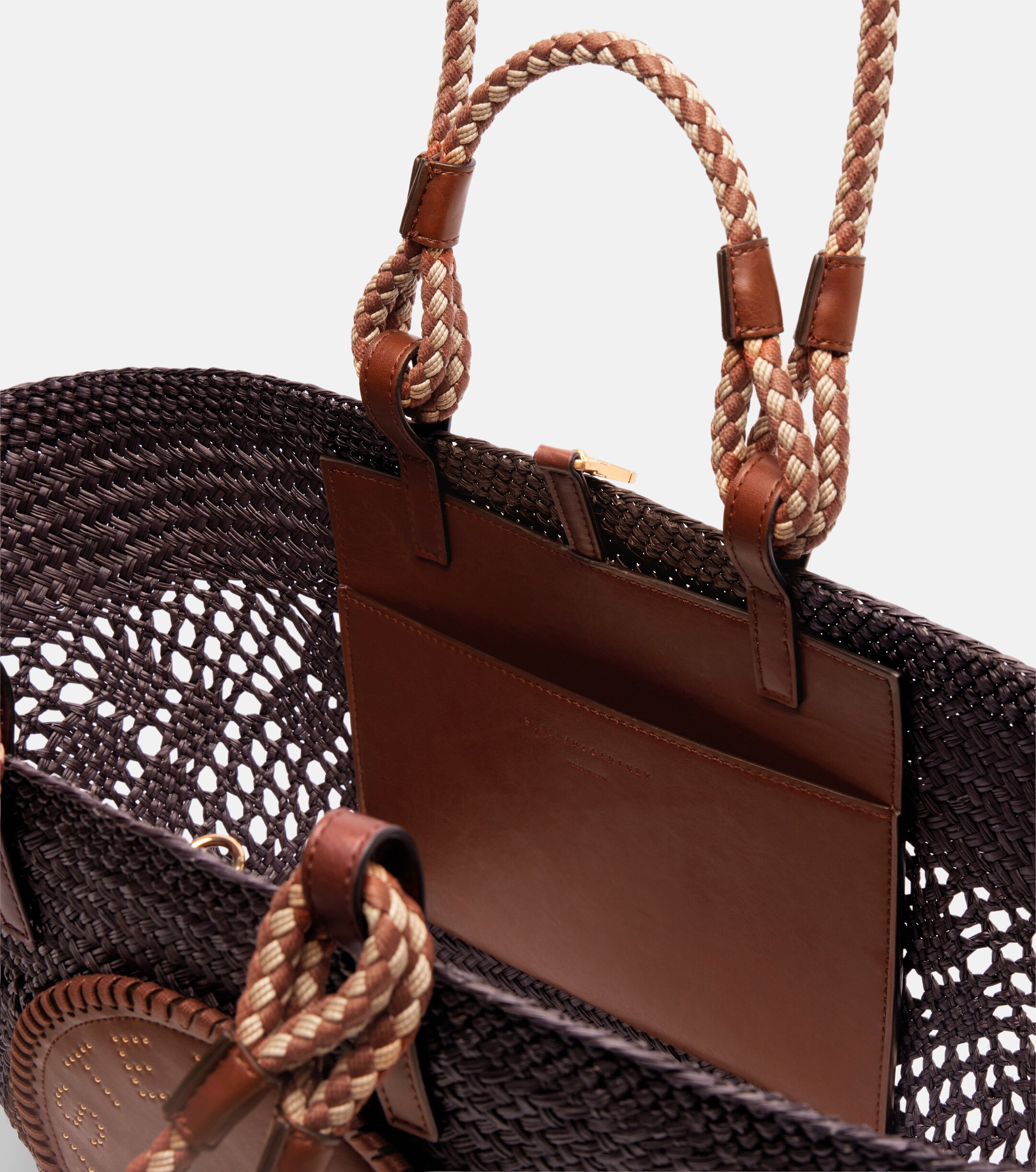 Stella McCartney Logo Large raffia basket bag