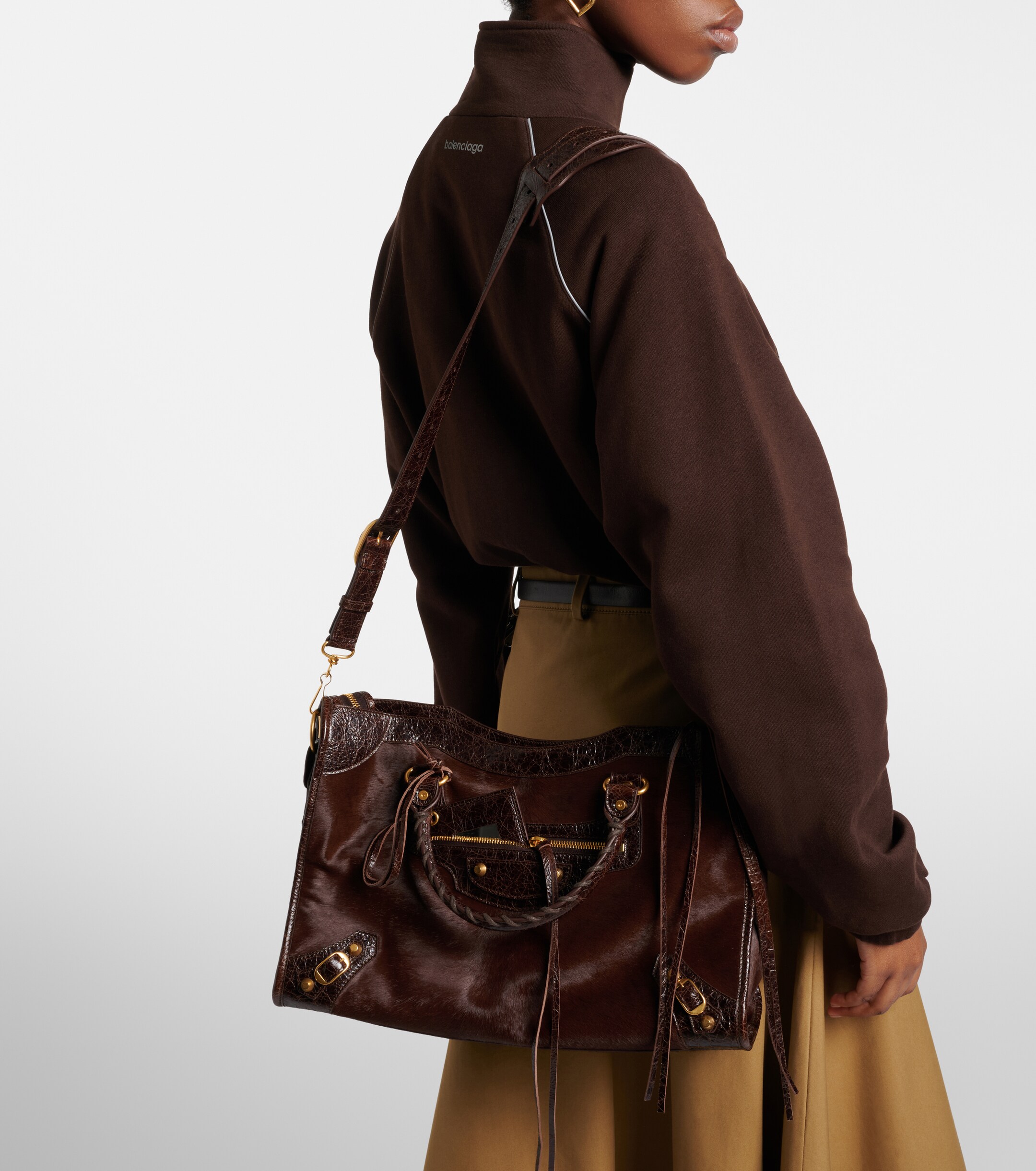 Balenciaga Le City Medium calf hair top-handle bag