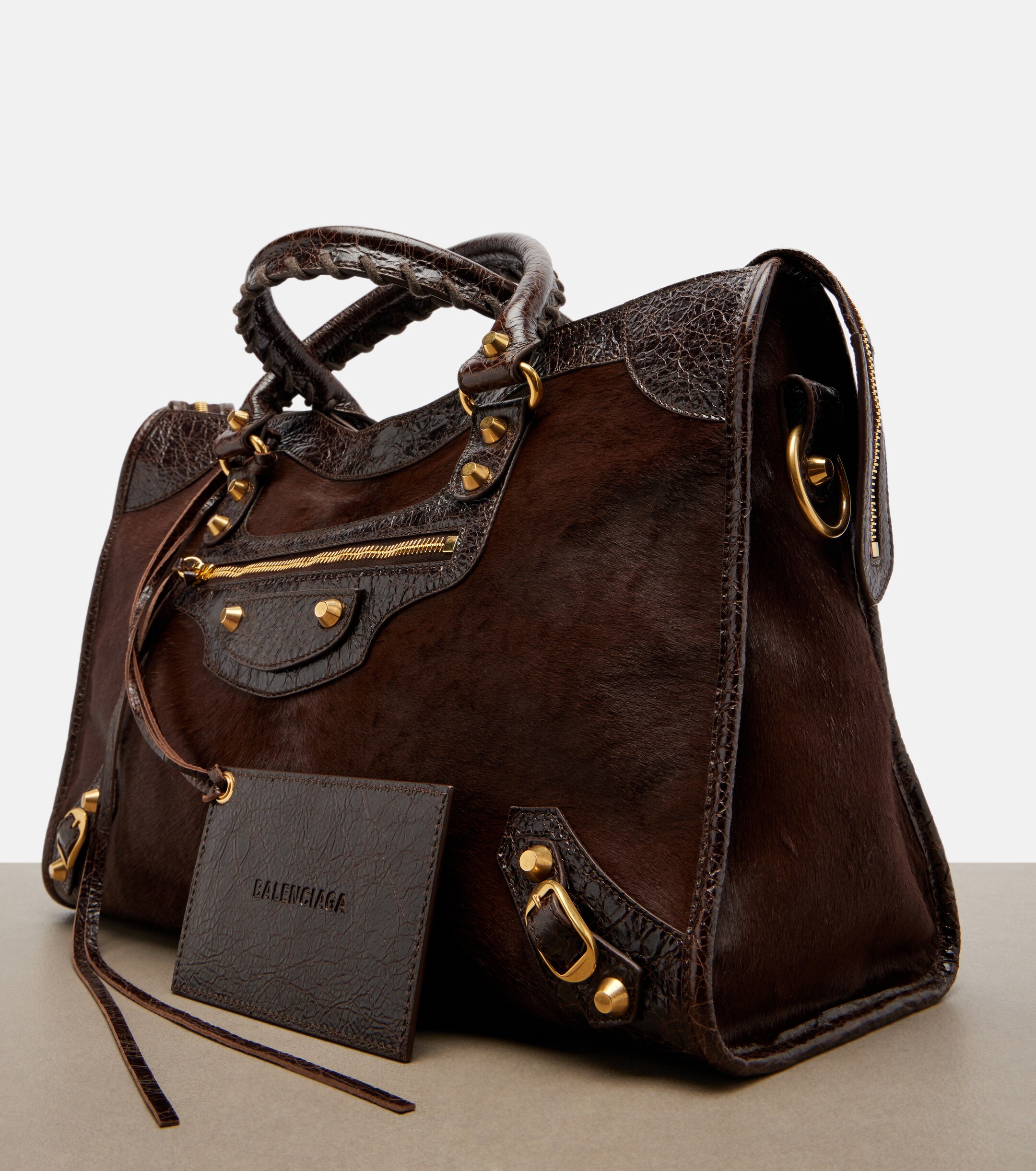 Balenciaga Le City Medium calf hair top-handle bag