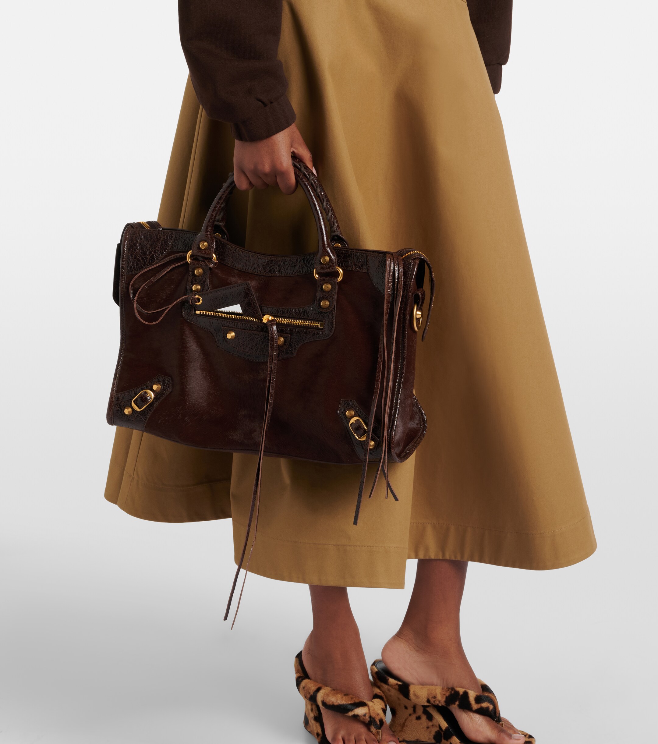 Balenciaga Le City Medium calf hair top-handle bag