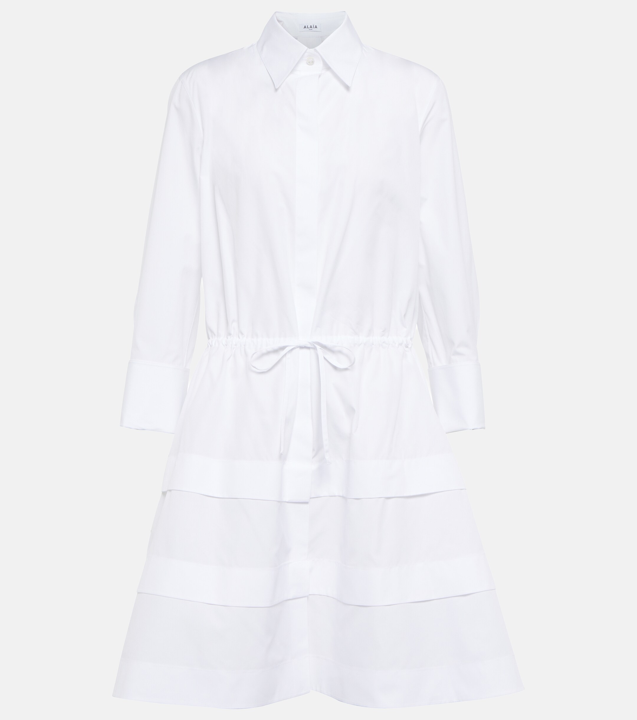 white christmas dresses Alaïa // White Cut Out Flared Dress – VSP Consignment main image 0