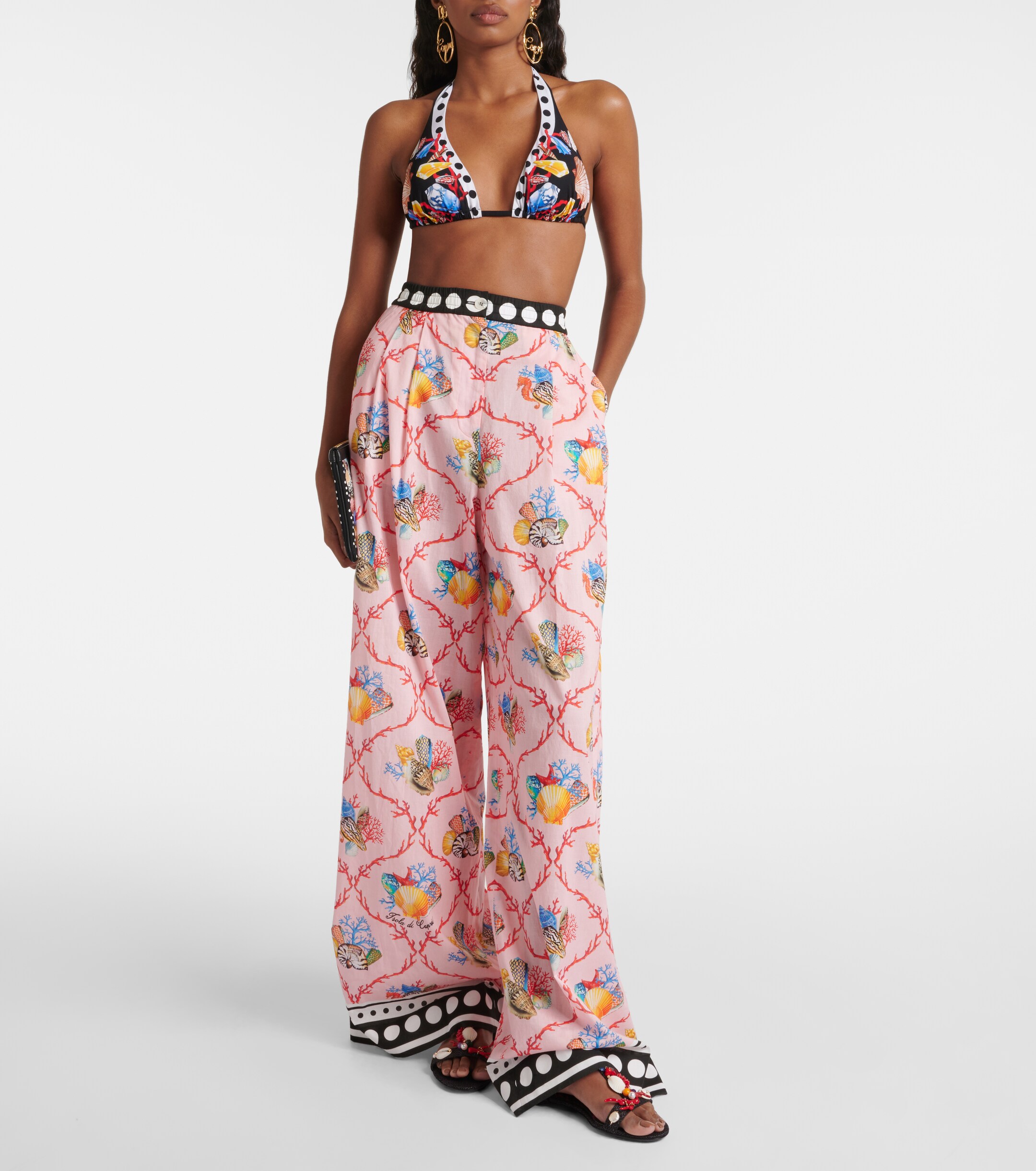 Dolce&Gabbana Capri printed cotton palazzo pants
