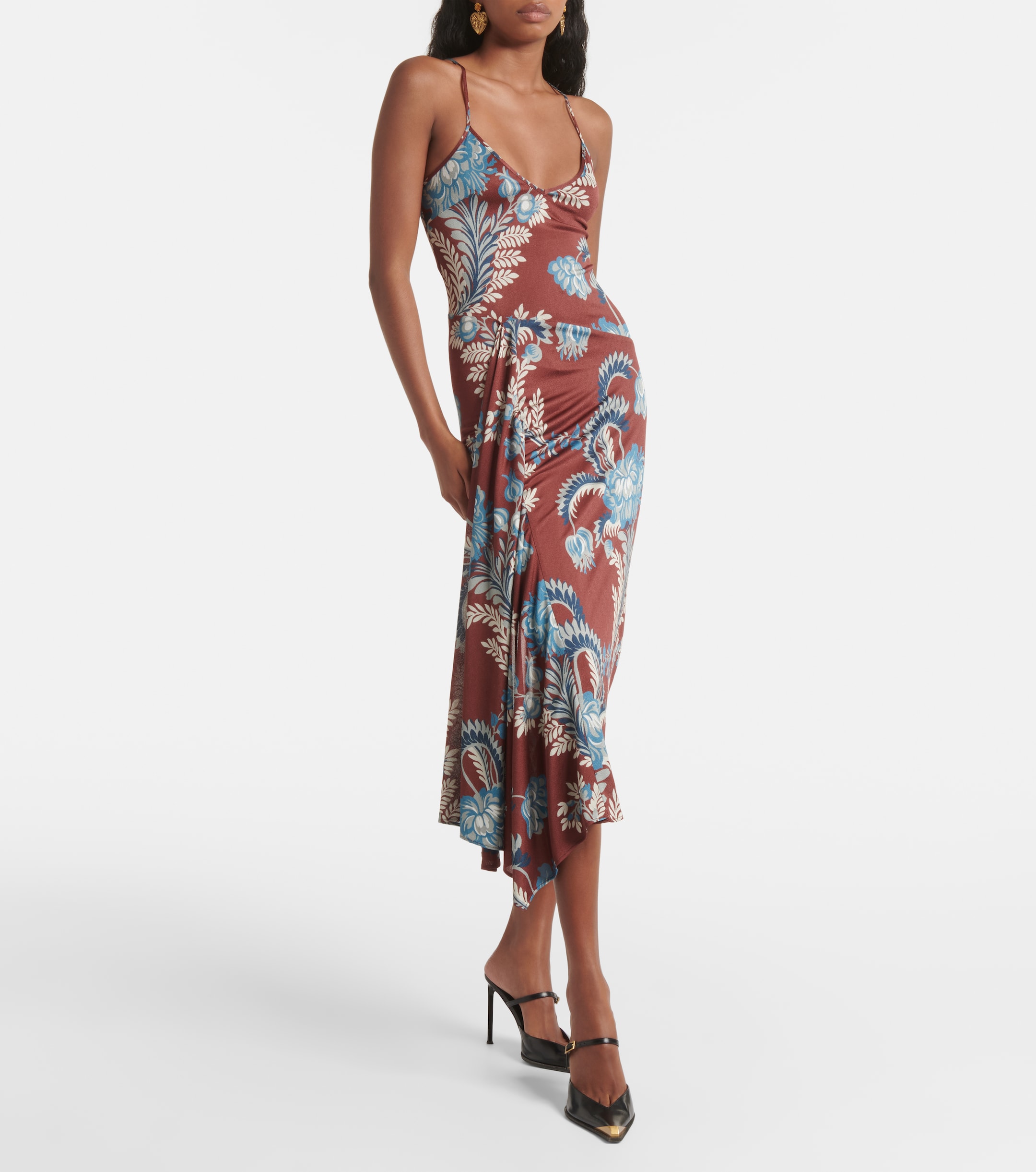 Etro Floral satin midi dress thumbnail