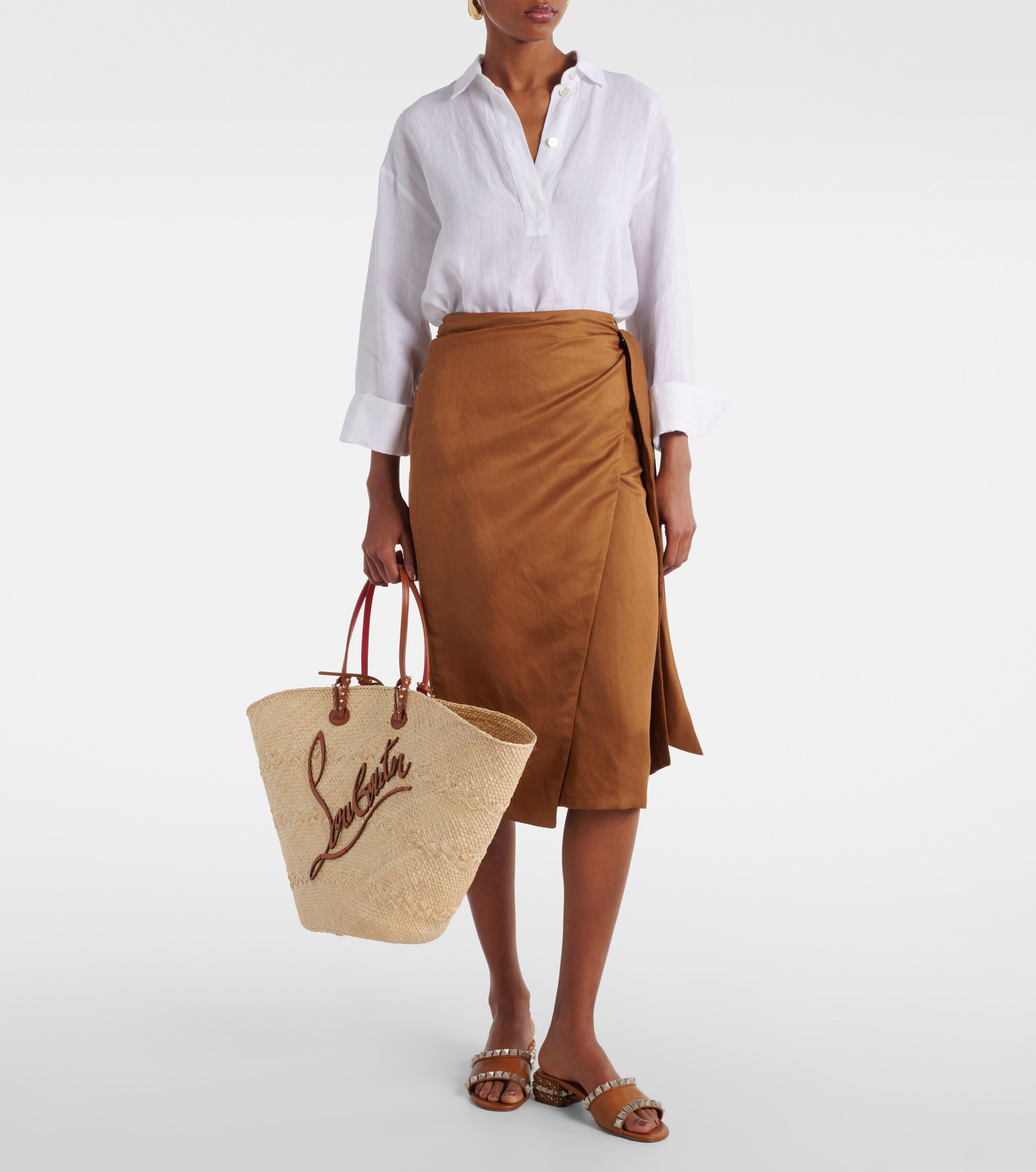CHRISTIAN LOUBOUTIN Cabata Large raffia tote bag