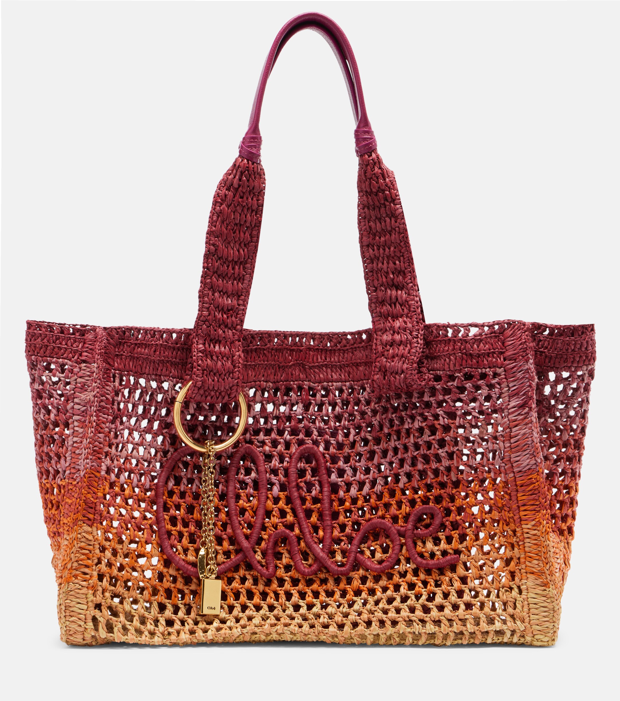 Chloé Summer Banana East-West raffia tote bag