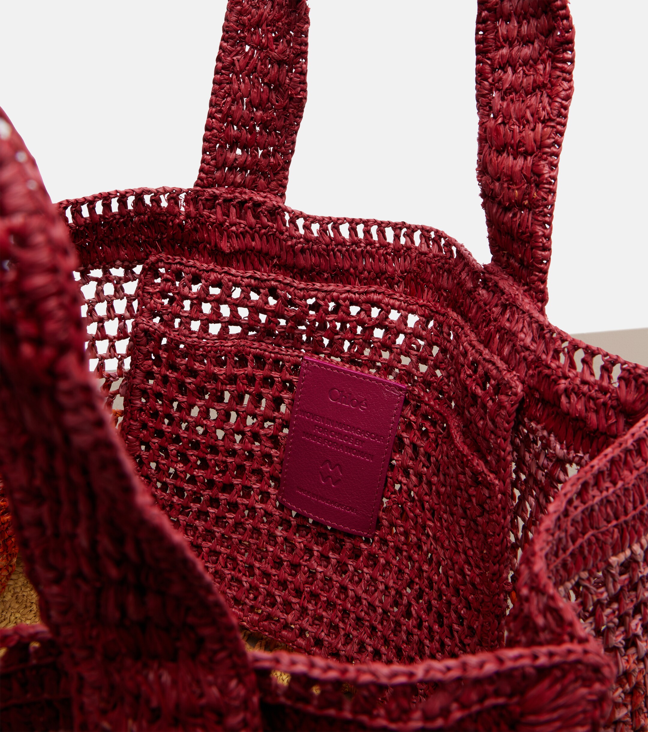Chloé Summer Banana East-West raffia tote bag
