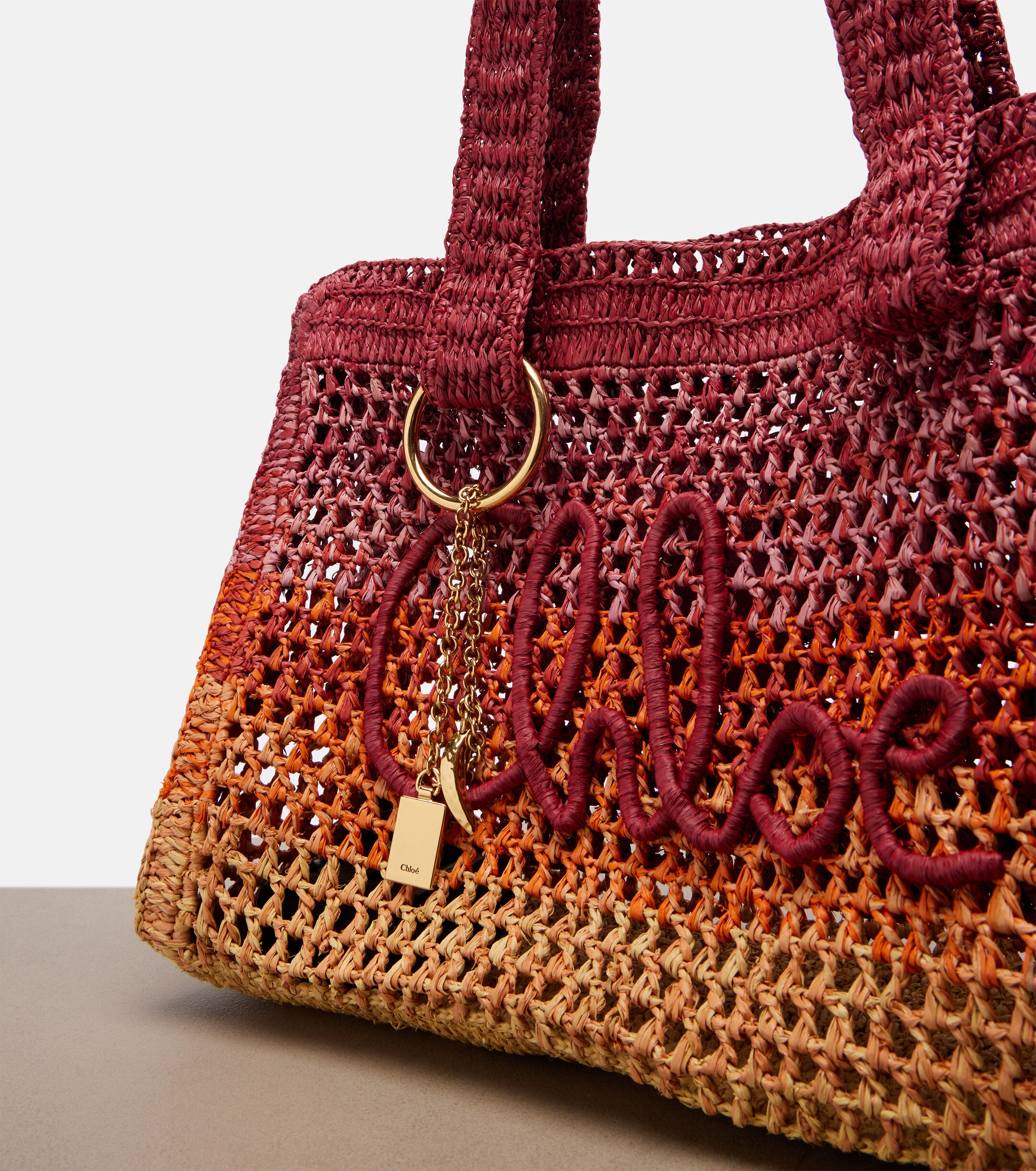 Chloé Summer Banana East-West raffia tote bag