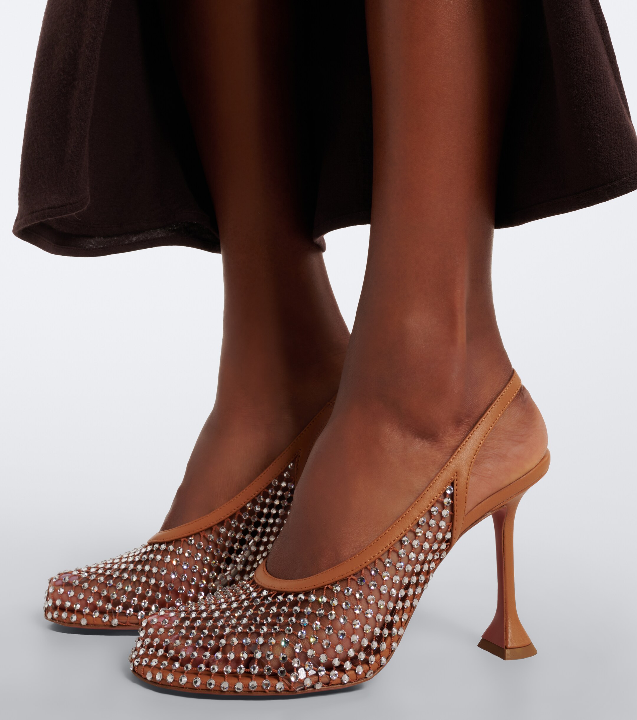 AMINA MUADDI Amina Muaddi Dolly crystal embellished slingback pumps