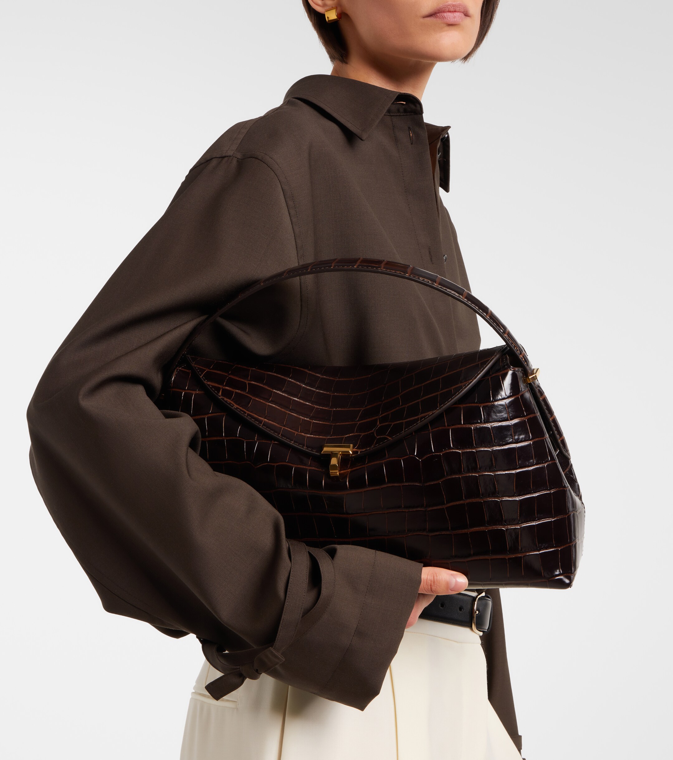 TOTEME T-Lock croc-effect leather tote bag