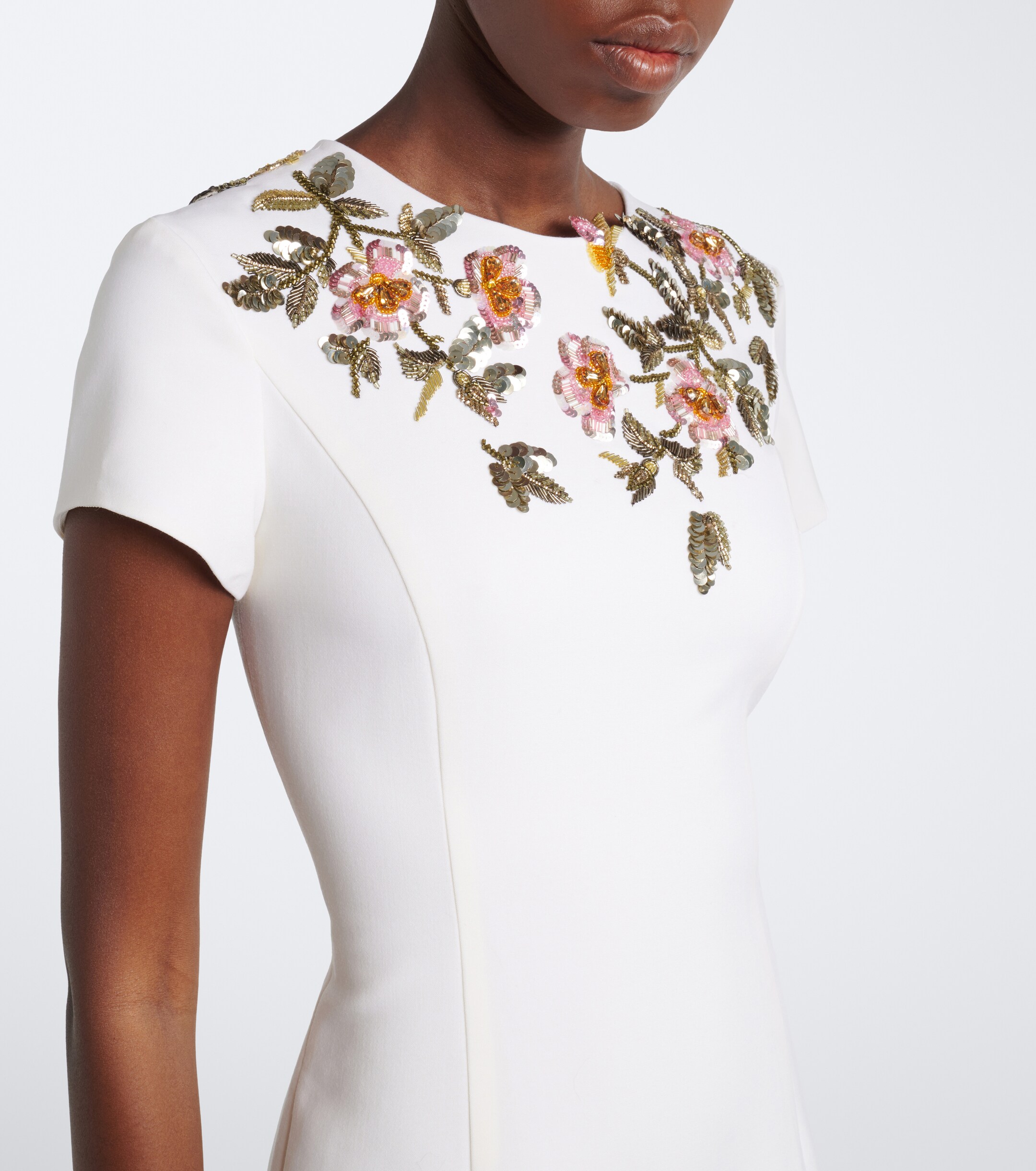 Oscar de la Renta Oscar de la Renta Floral-appliqué wool-blend cocktail dress