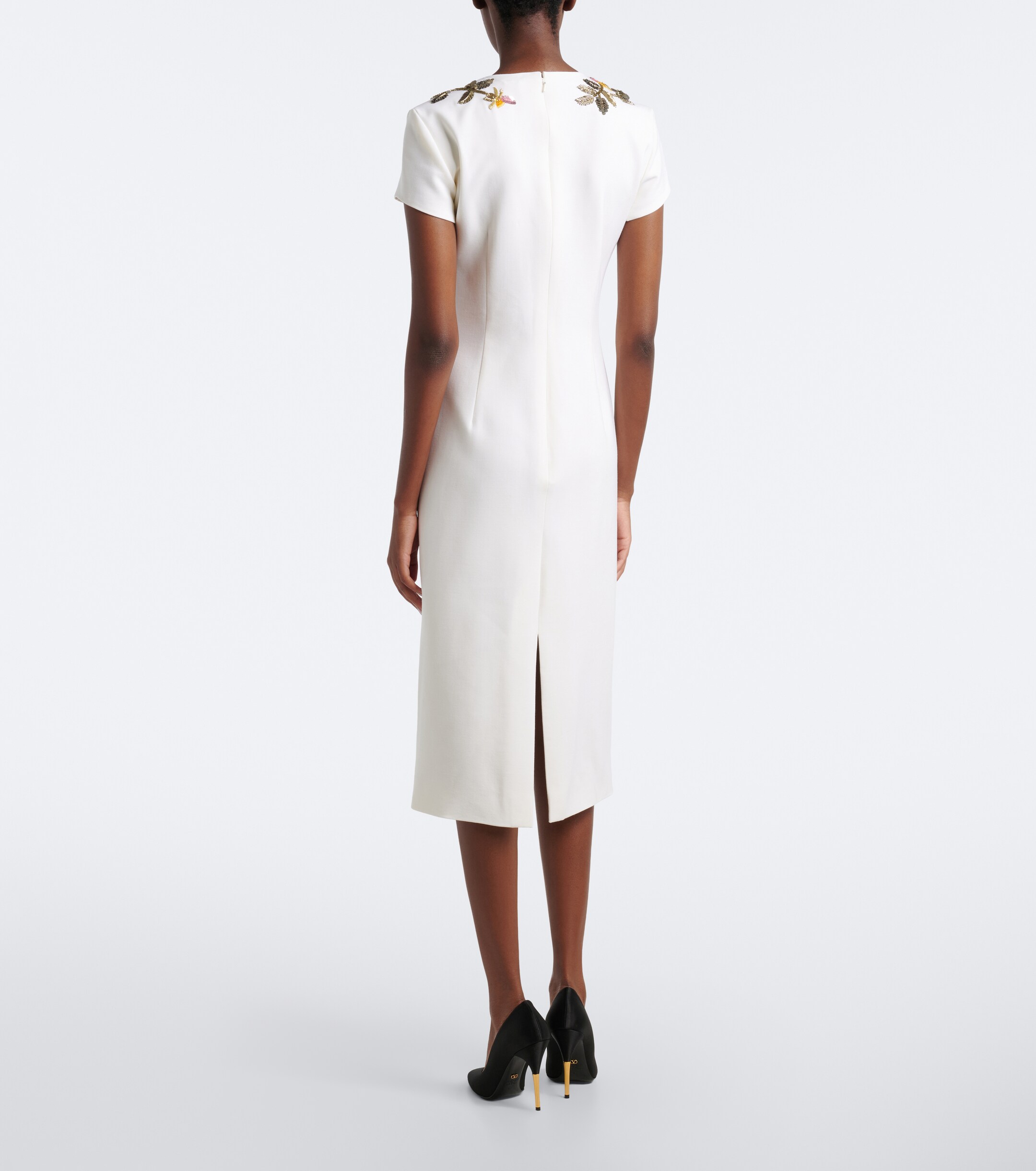 Oscar de la Renta Oscar de la Renta Floral-appliqué wool-blend cocktail dress