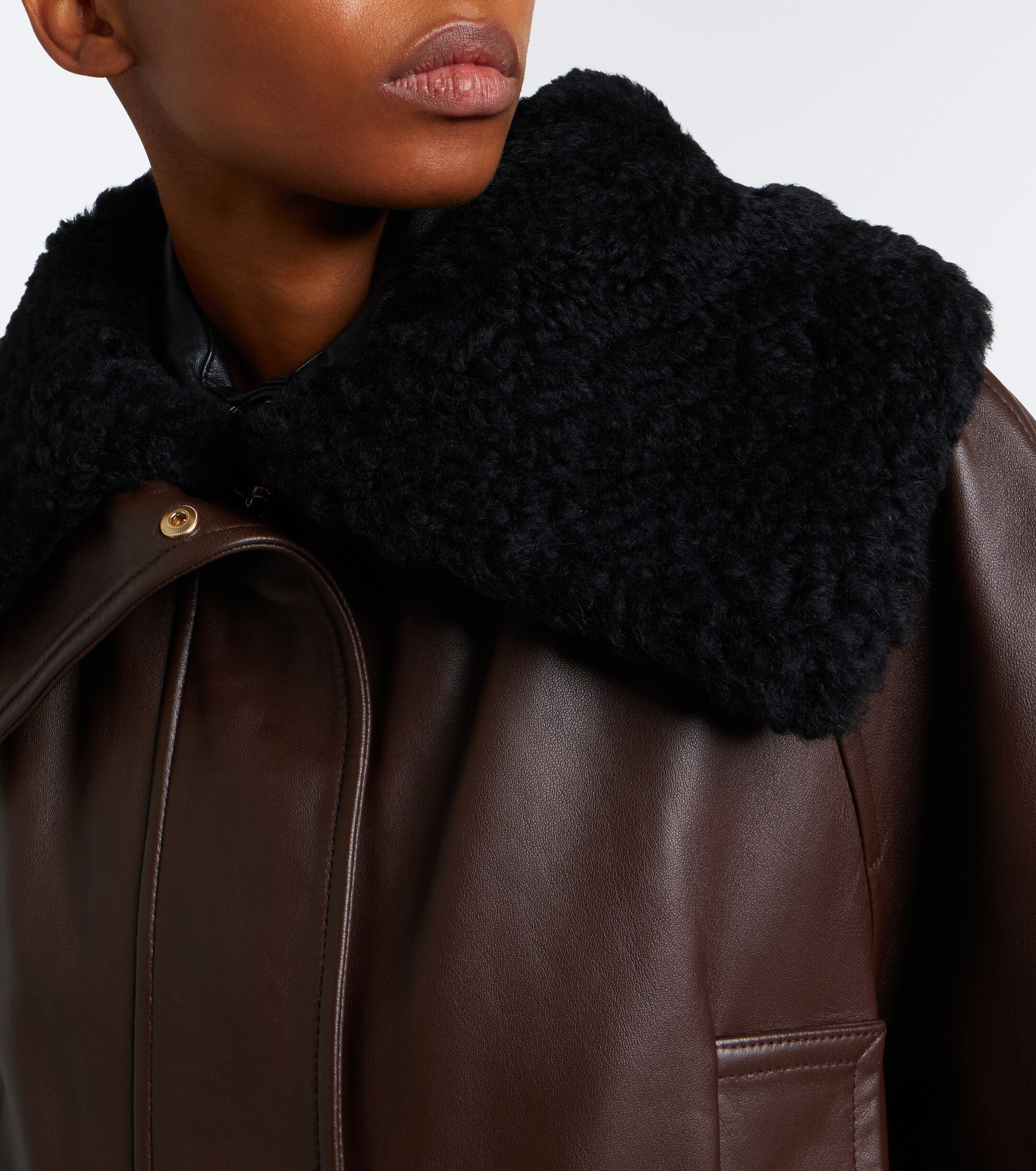Sportmax Sportmax Padded shearling-trimmed leather jacket