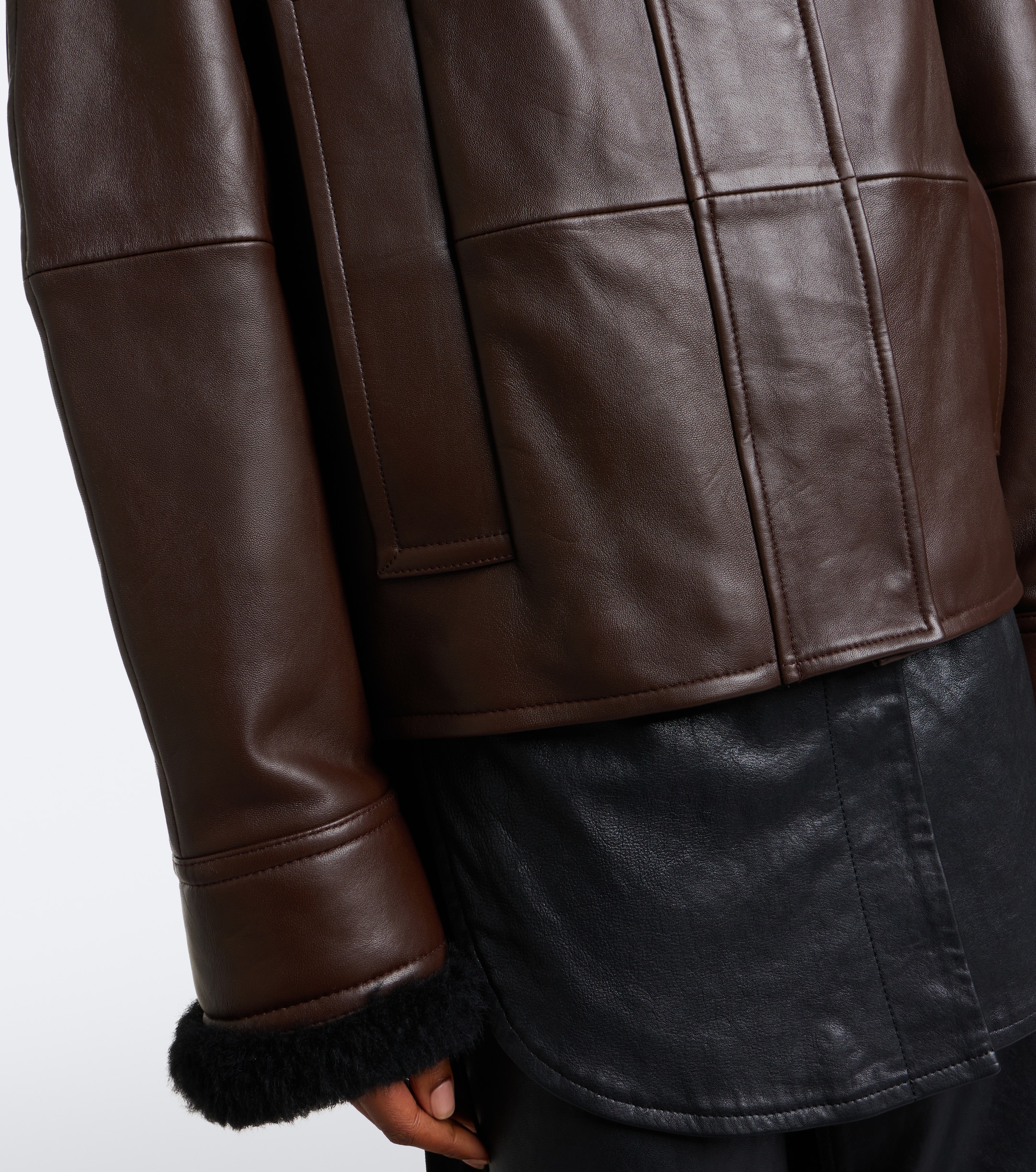 Sportmax Sportmax Padded shearling-trimmed leather jacket