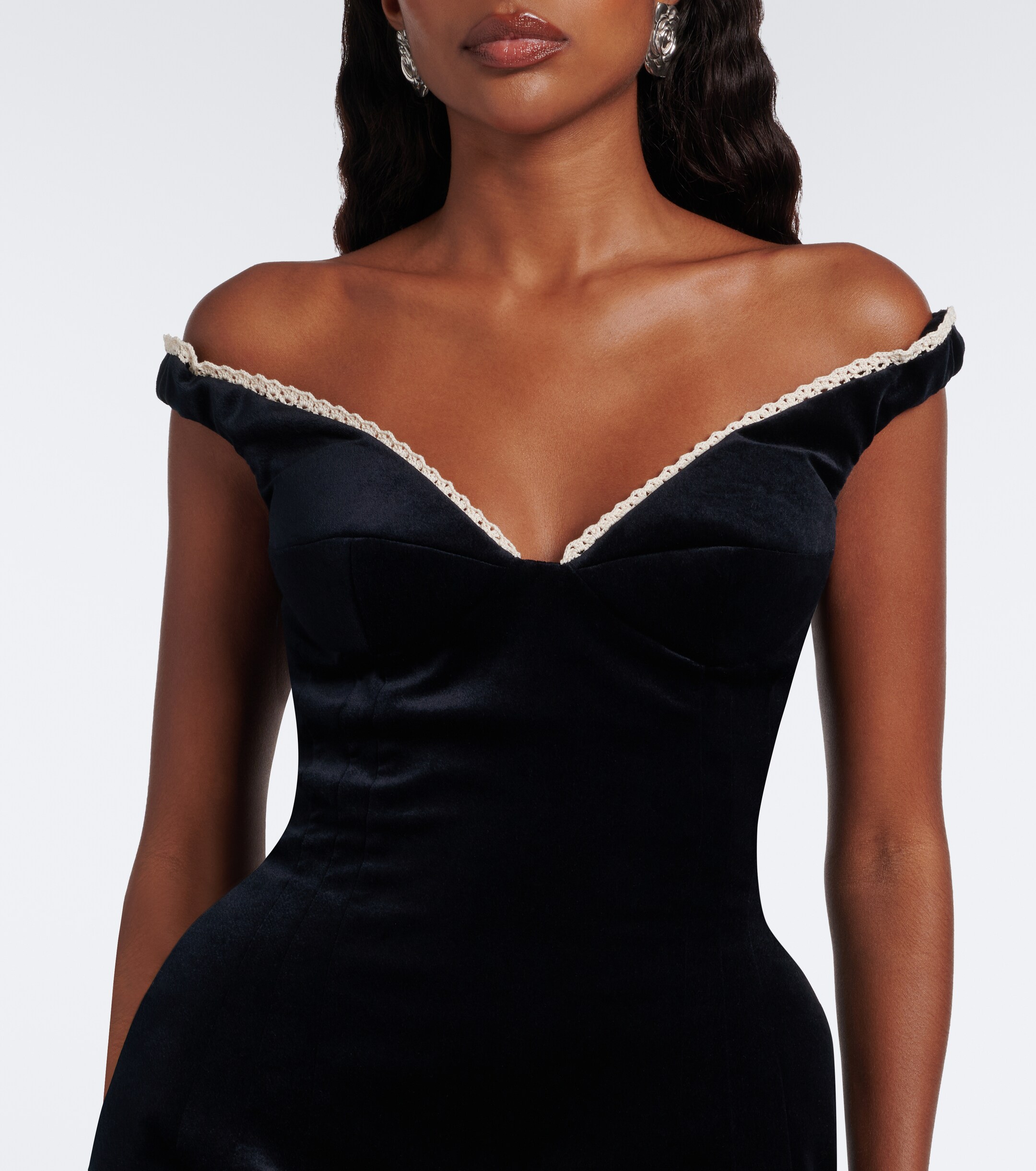 Magda Butrym Magda Butrym Crochet-trimmed velvet minidress