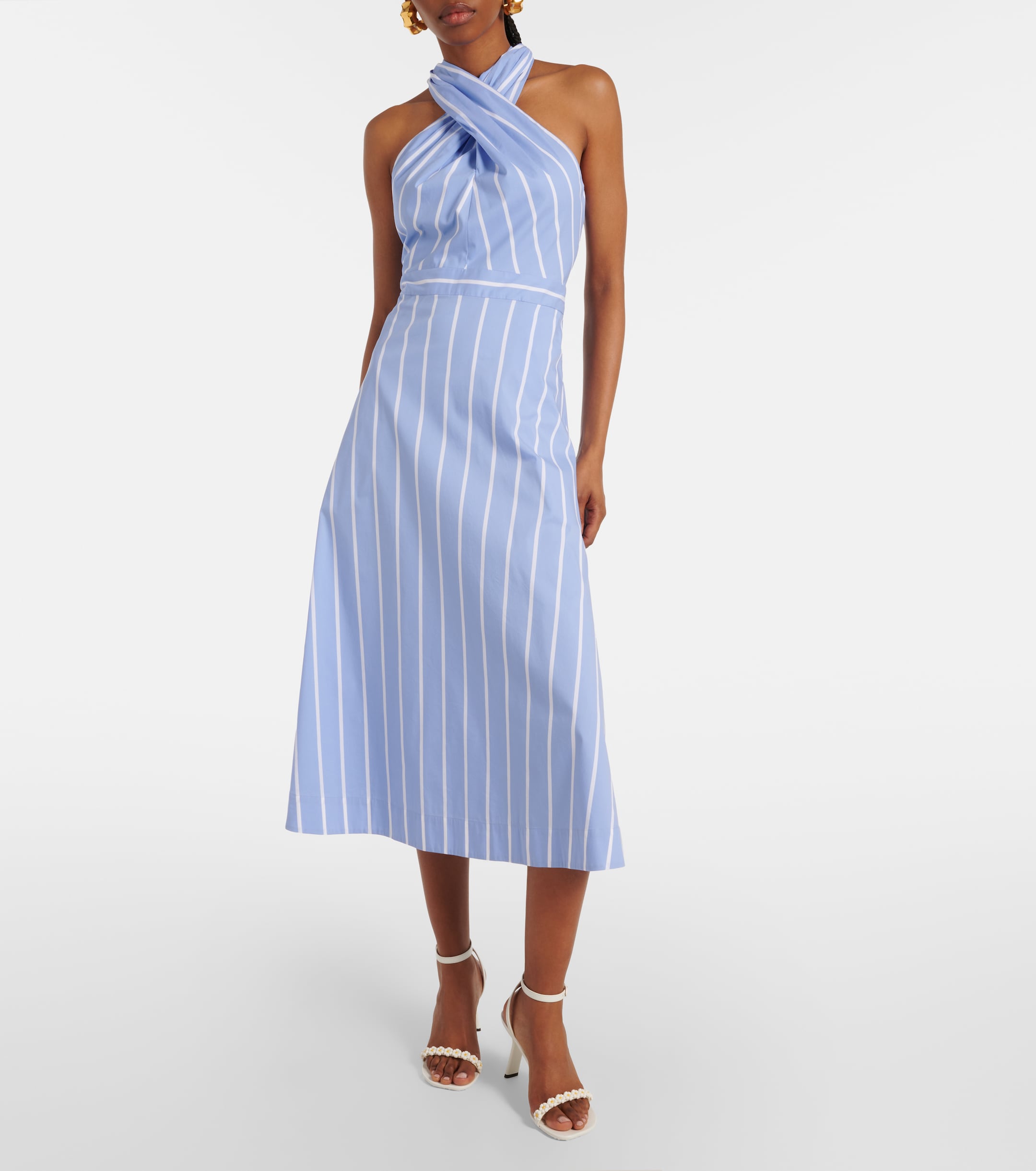 veronica beard blige stripe a line midi dress Veronica Beard Barrett Plaid Midi Dress | Navy|White Multi