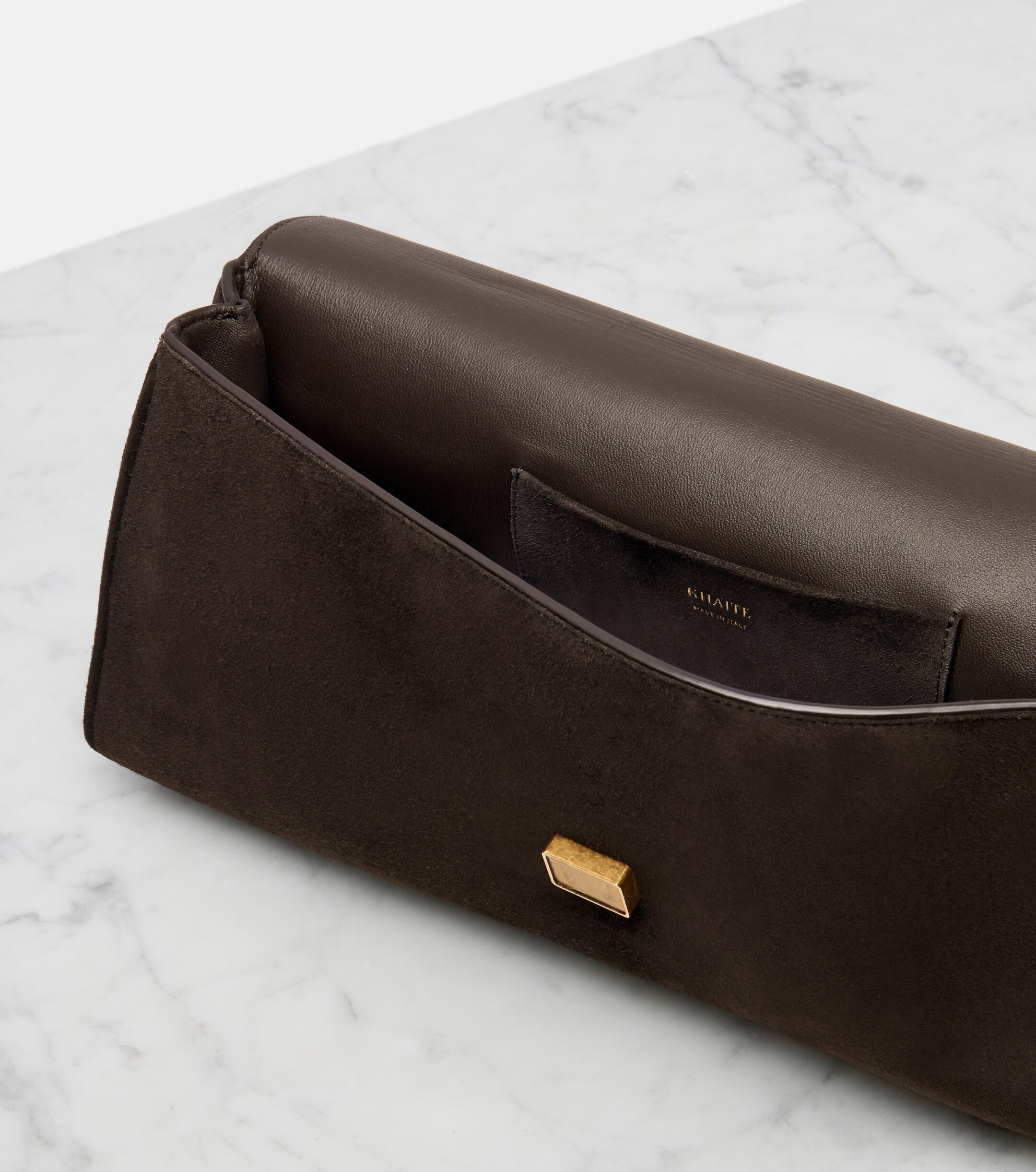 KHAITE Audrey suede clutch