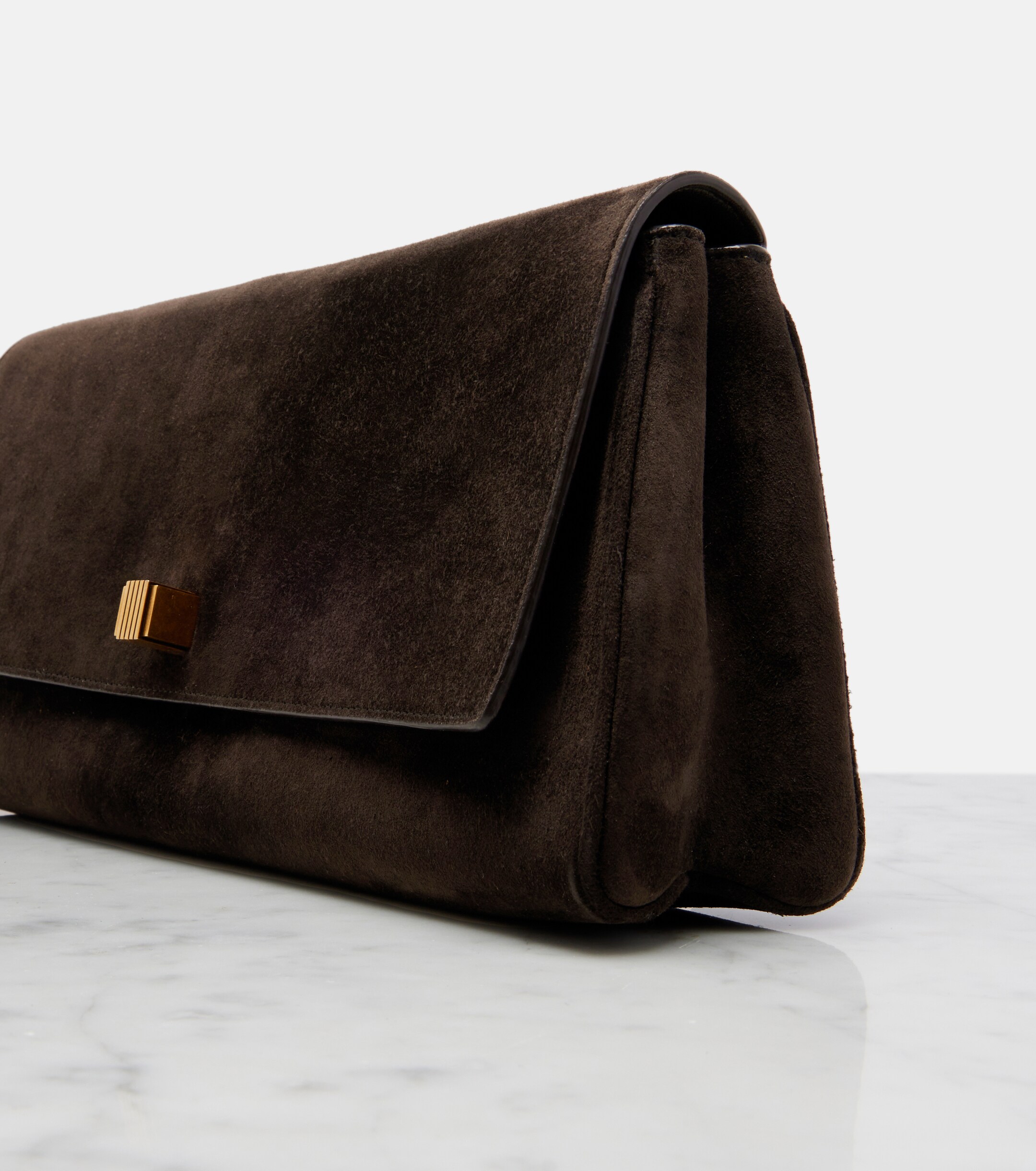 KHAITE Audrey suede clutch
