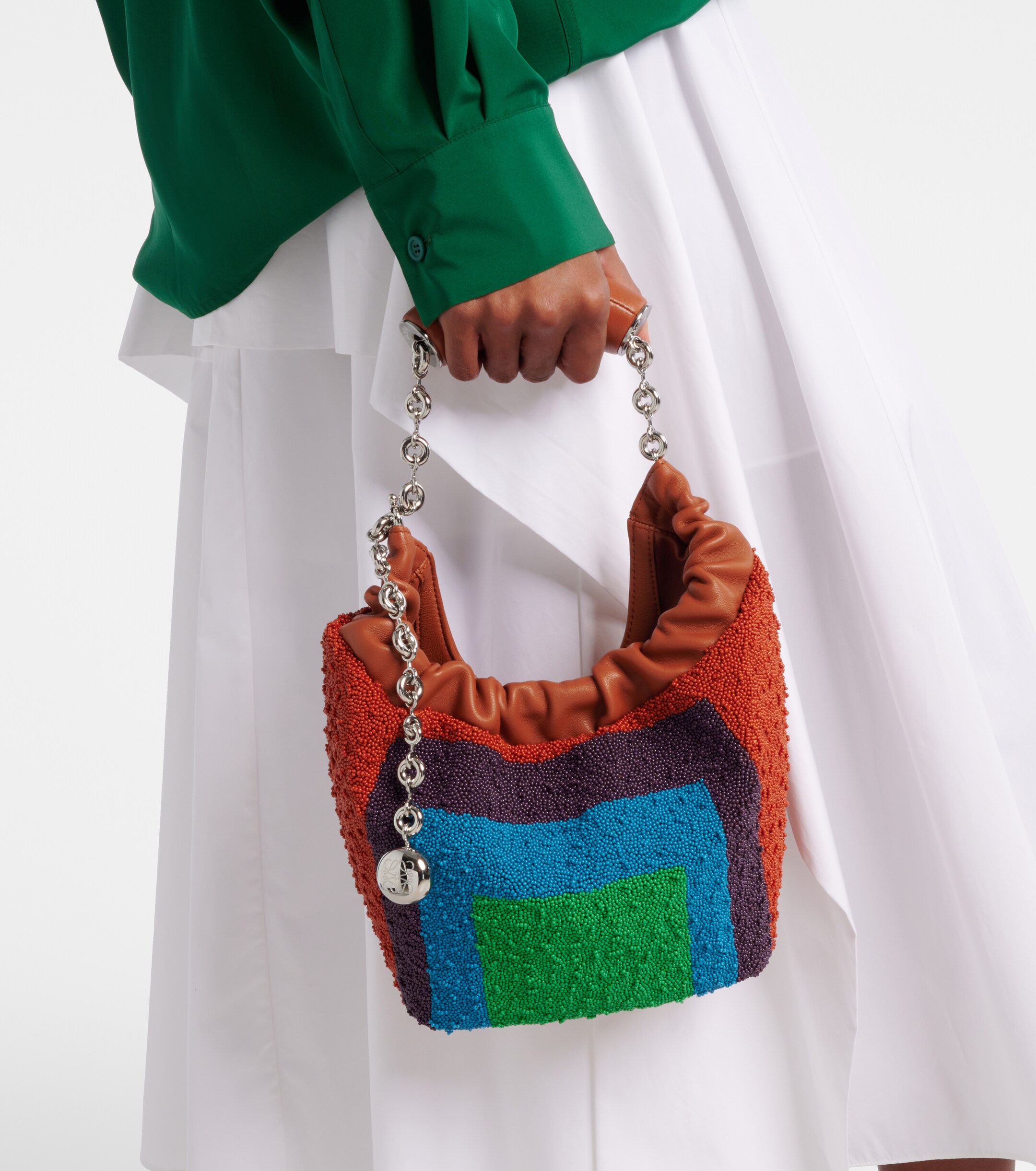 Loewe Squeeze Mini beaded leather top-handle bag